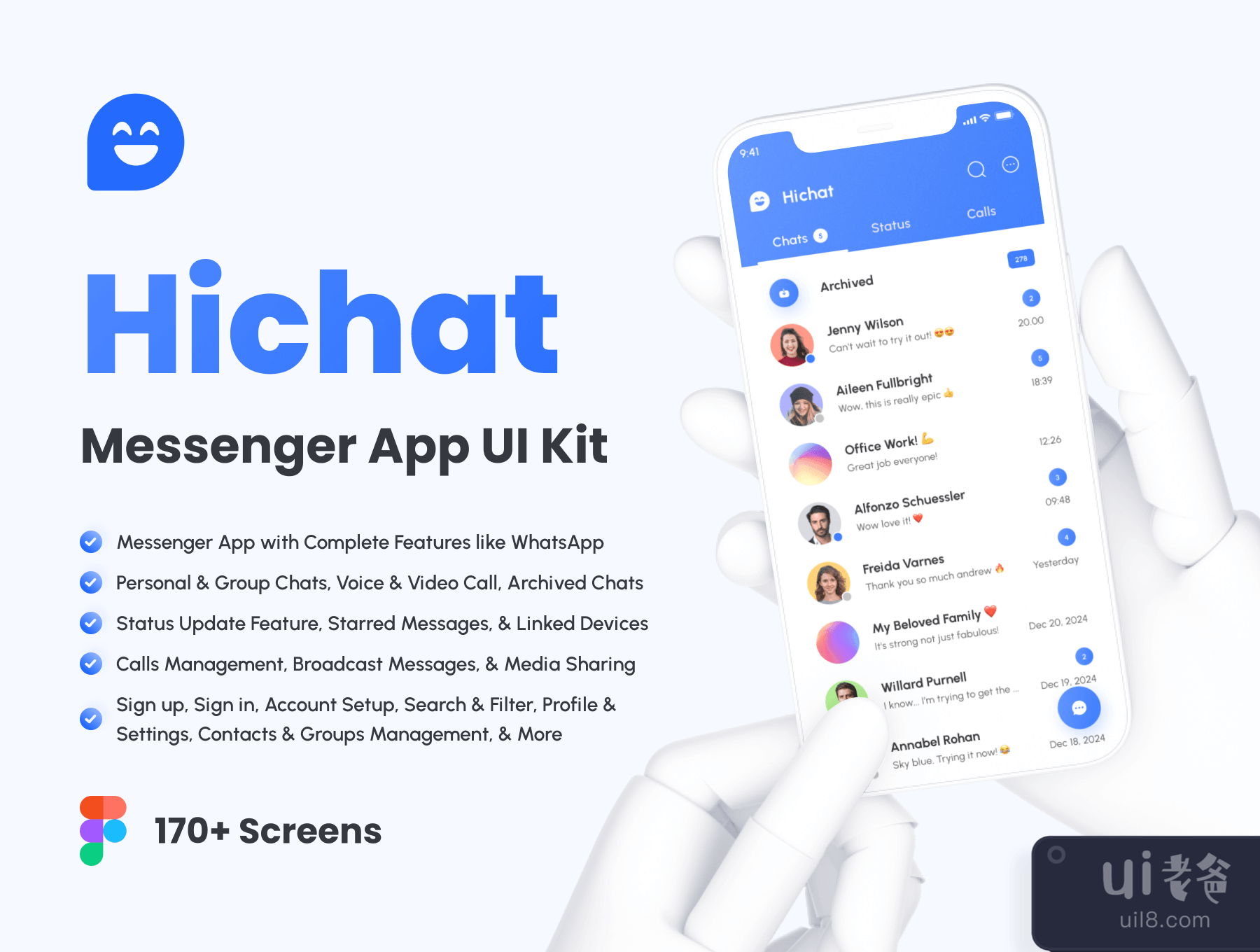 Hichat - Messenger App UI Kit (Hichat - Messenger App UI Kit)插图7