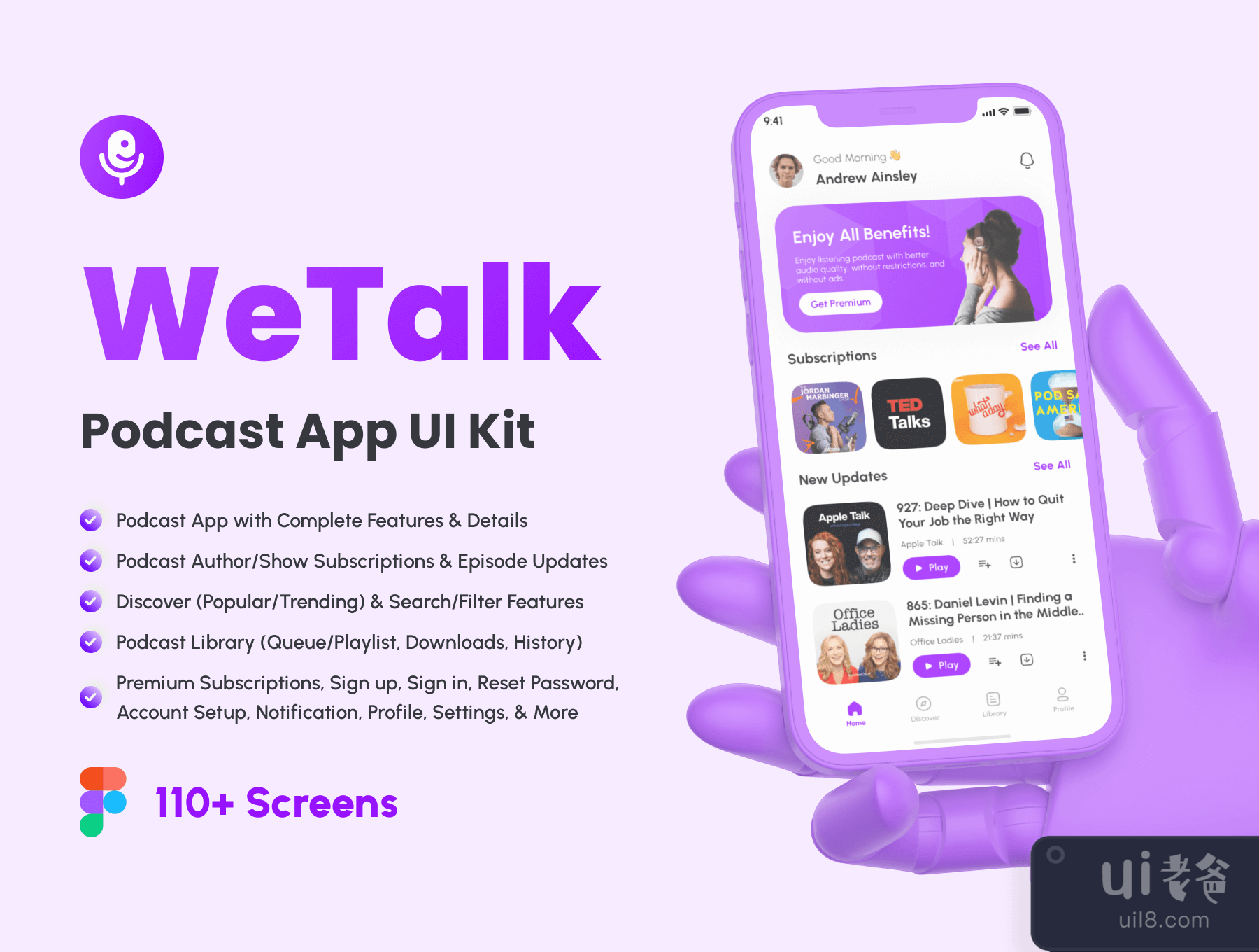 WeTalk - 播客应用UI工具包 (WeTalk - Podcast App UI Kit)插图6