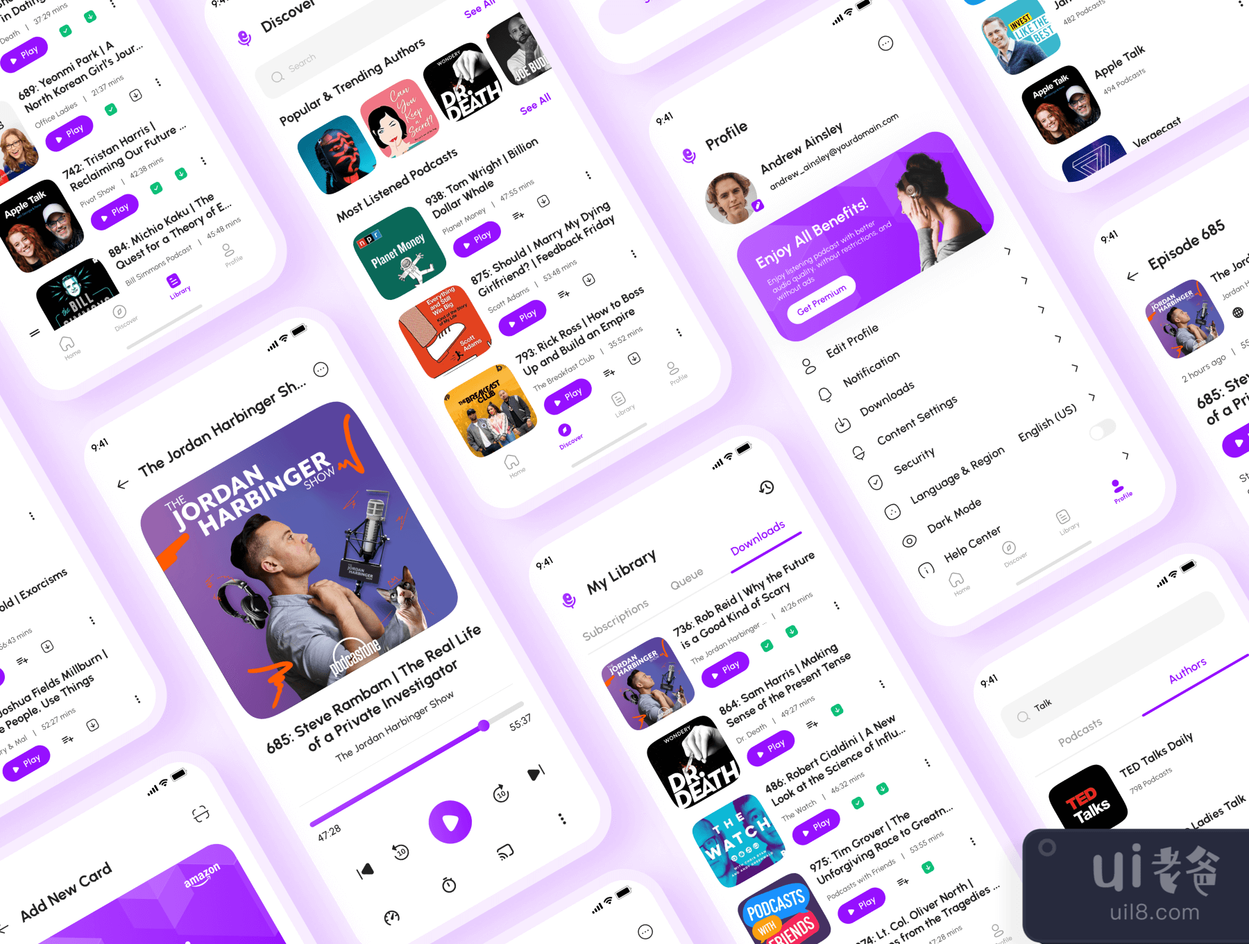 WeTalk - 播客应用UI工具包 (WeTalk - Podcast App UI Kit)插图7