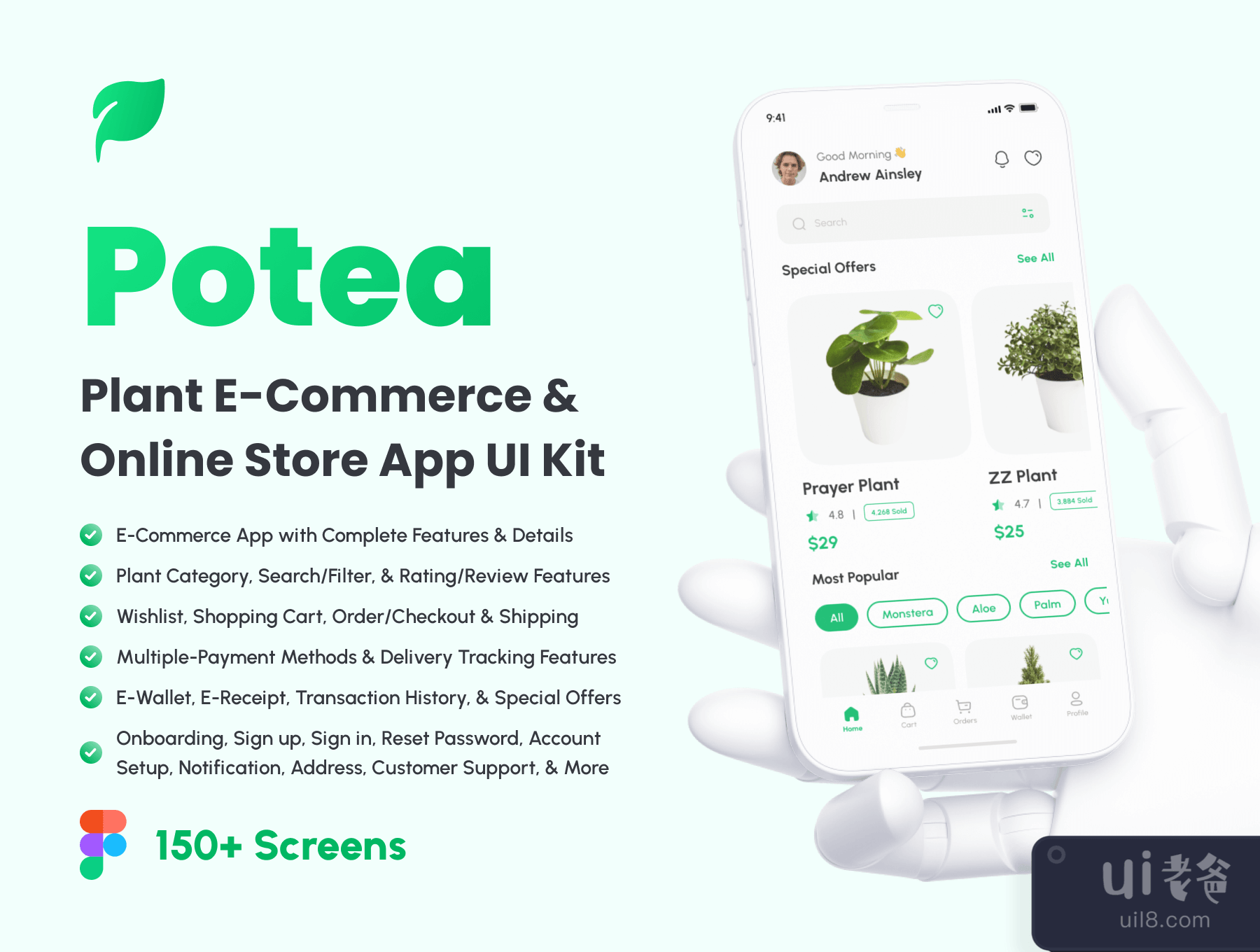 Potea - 植物电子商务_在线商店应用程序UI工具包 (Potea - Plant E-Commerce _ Online Store App UI Kit)插图5