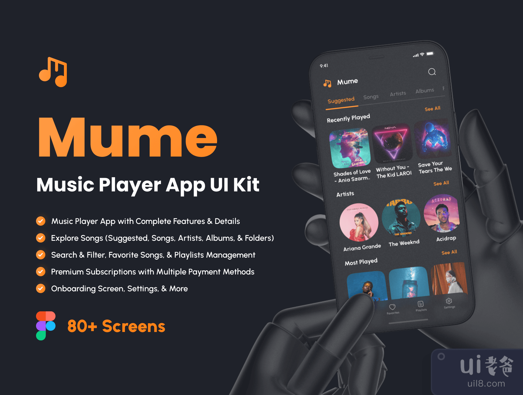 Mume - 音乐播放器应用UI工具包 (Mume - Music Player App UI Kit)插图