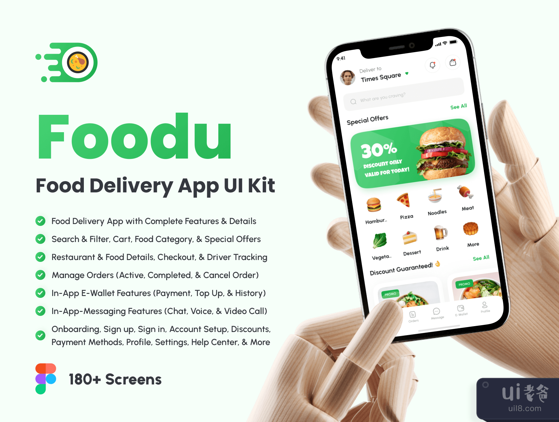 Foodu - 食品递送应用UI工具包 (Foodu - Food Delivery App UI Kit)插图