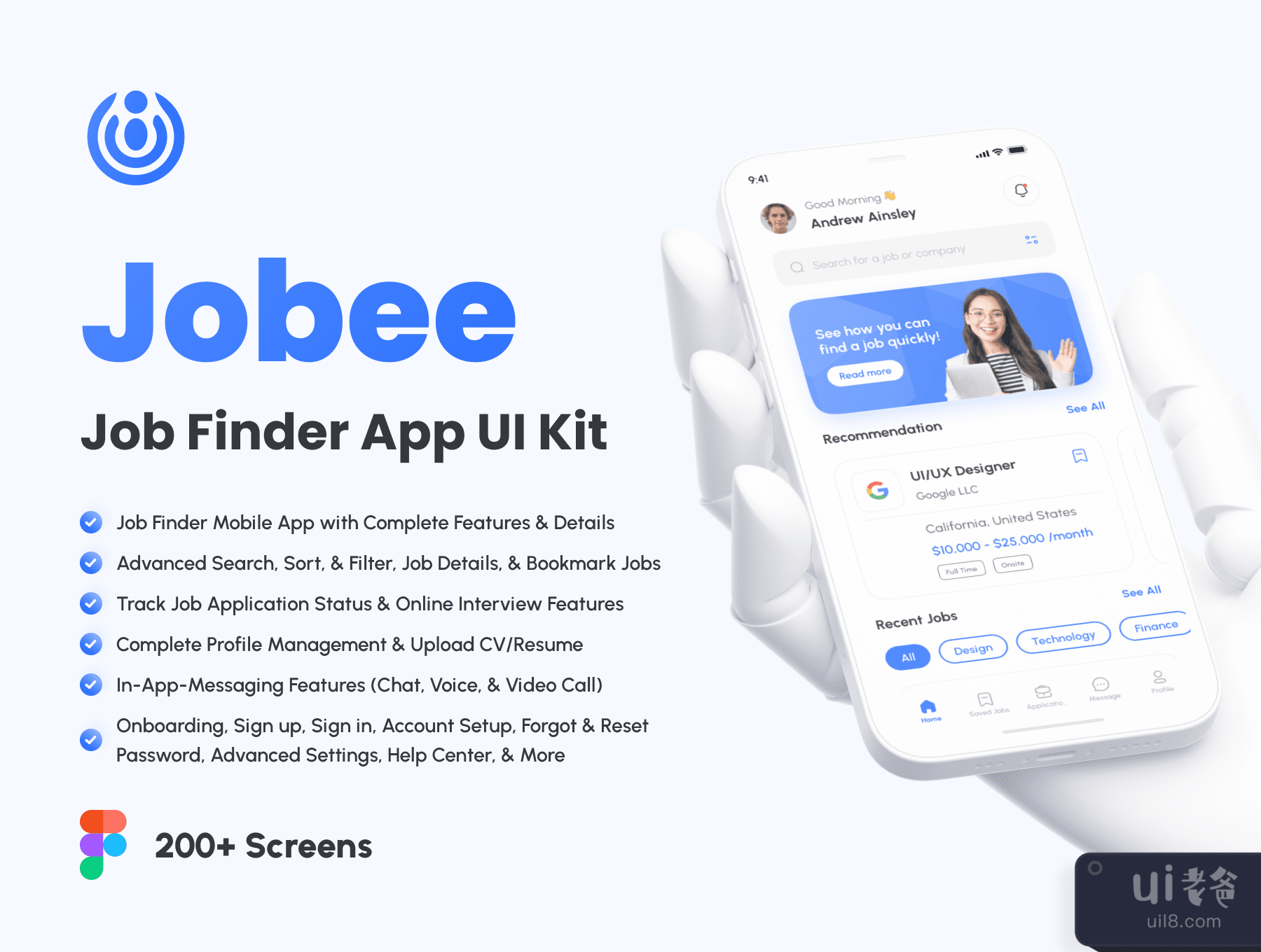 Jobee - 工作搜索器应用程序UI工具包 (Jobee - Job Finder App UI Kit)插图