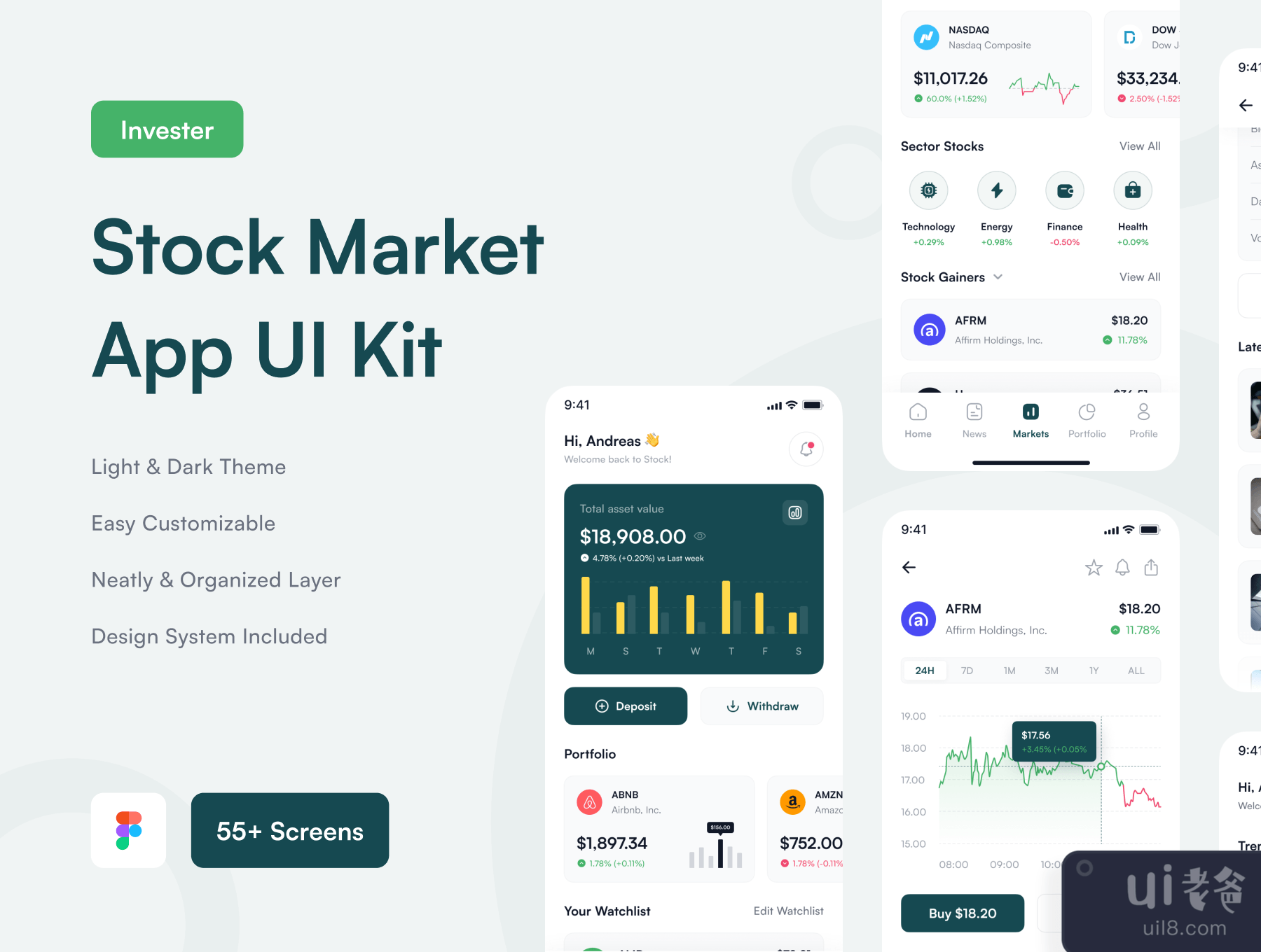 Invester - 股票投资应用UI套件 (Invester - Stock Investment App UI Kit)插图