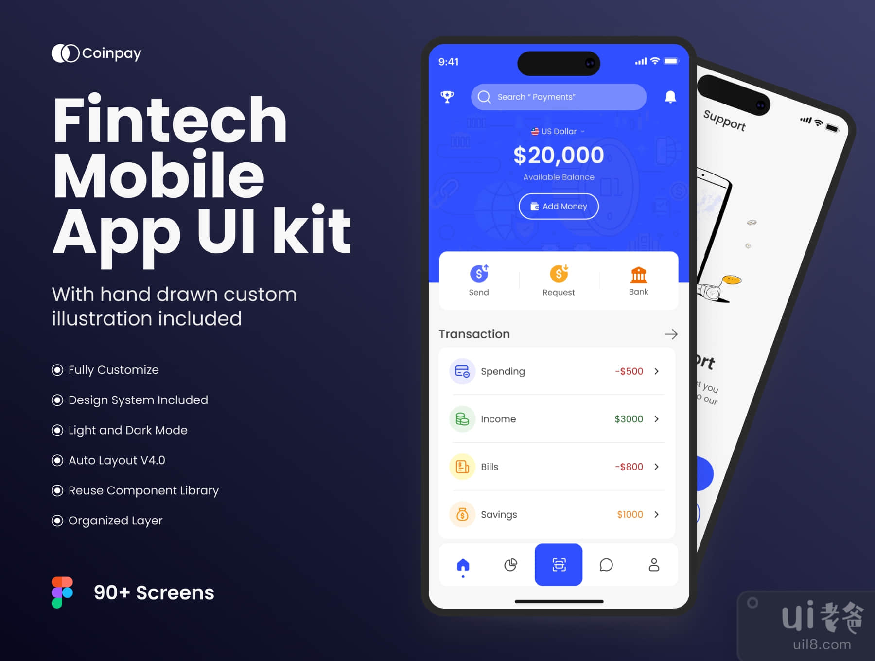 Coinpay Fintech金融移动应用UI包 (Coinpay Fintech Finance Mobile App UI kit)插图