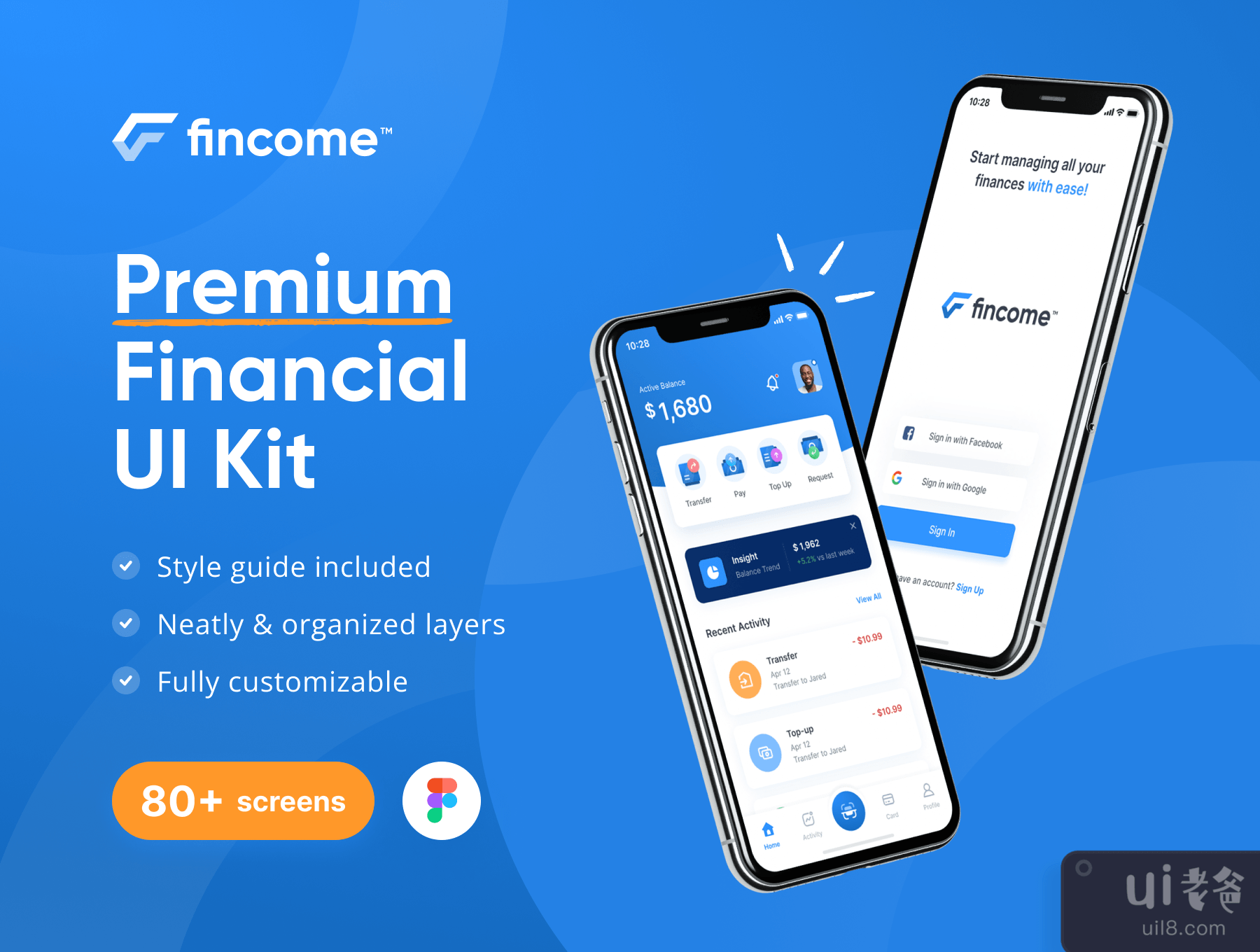 Fincome - 金融高级UI套件模板 (Fincome - Finance Premium UI Kit Templates)插图
