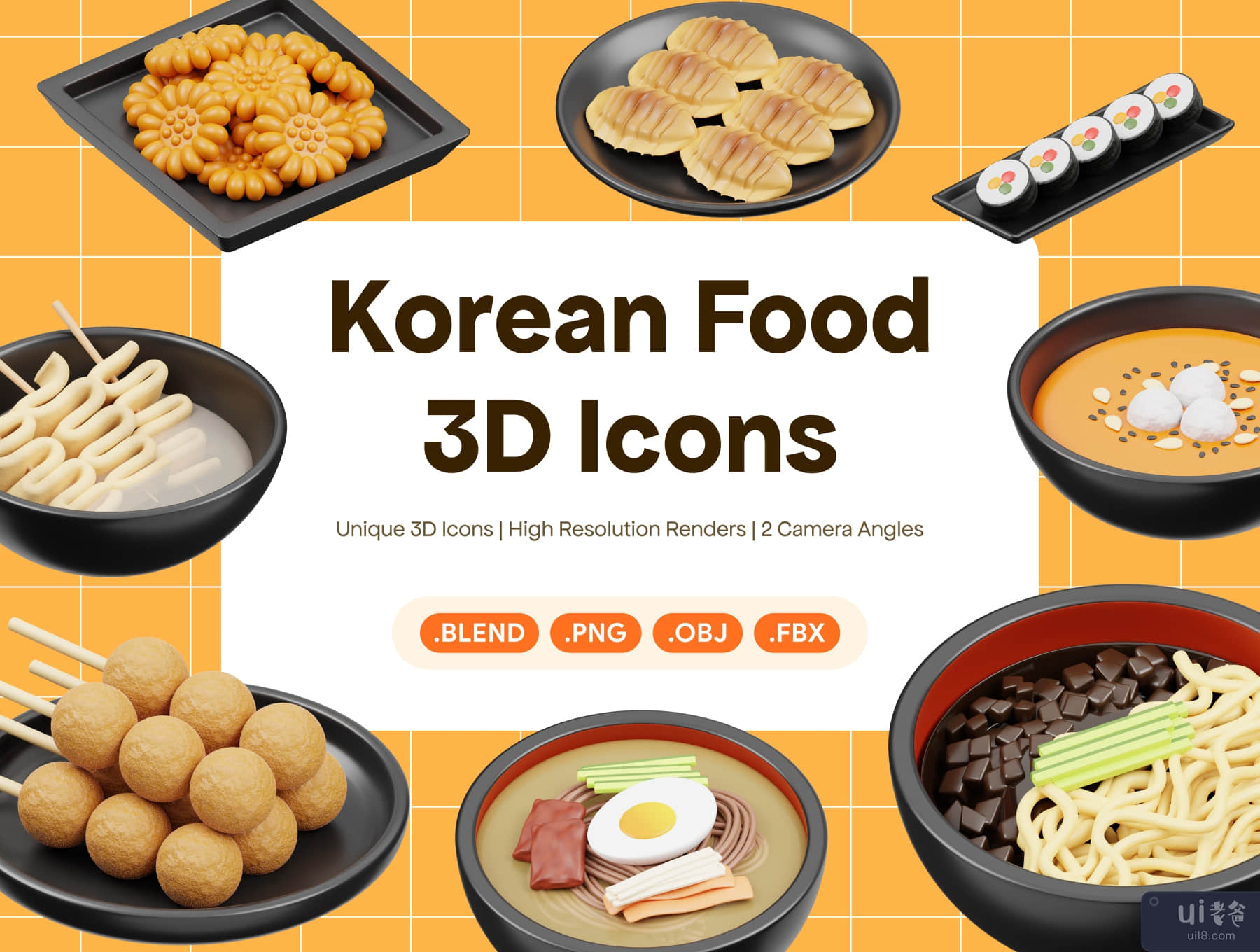 韩国食品 3D 图标 (Korean Food 3D Icon)插图5