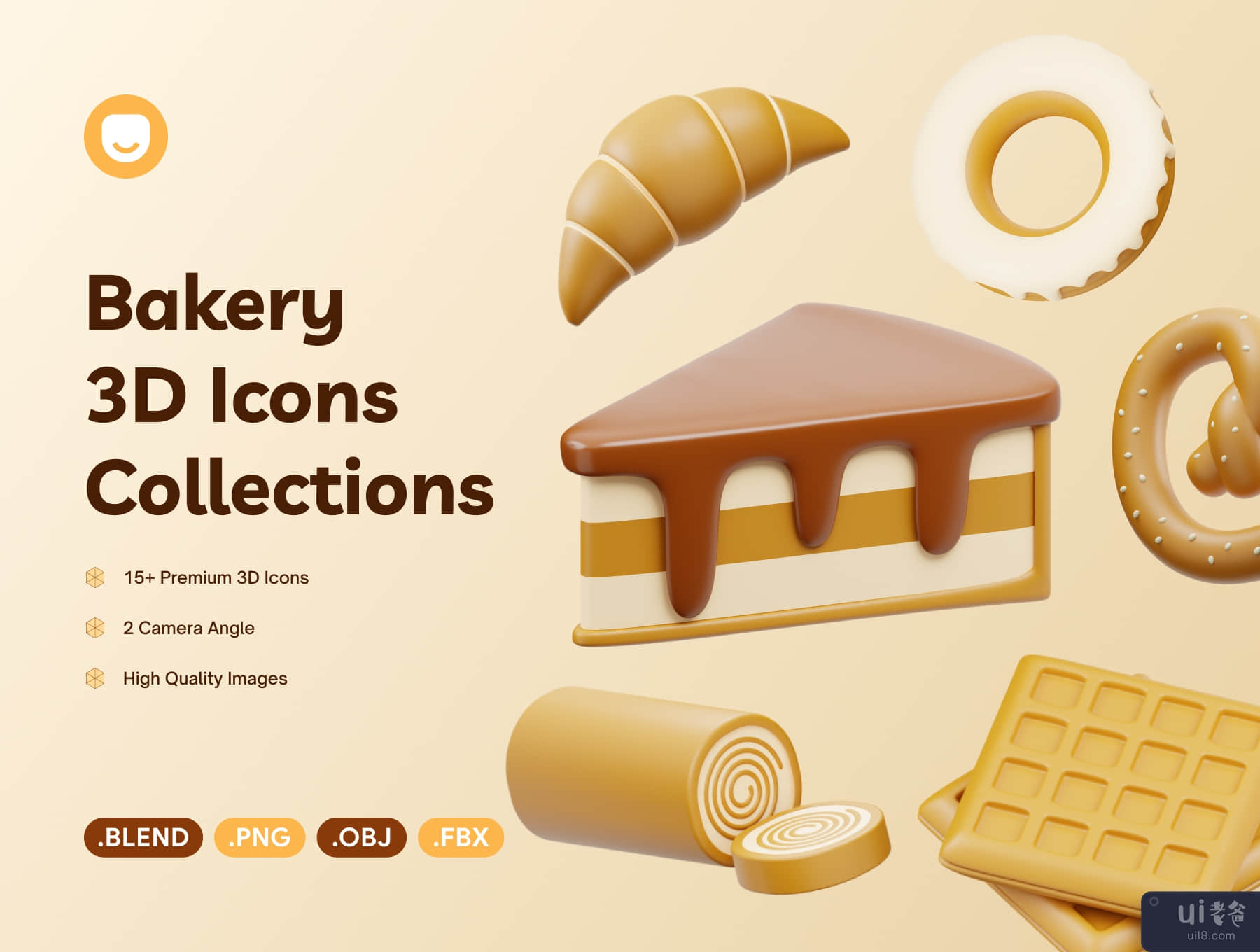 面包店 3D 图标 (Bakery 3D Icon)插图3