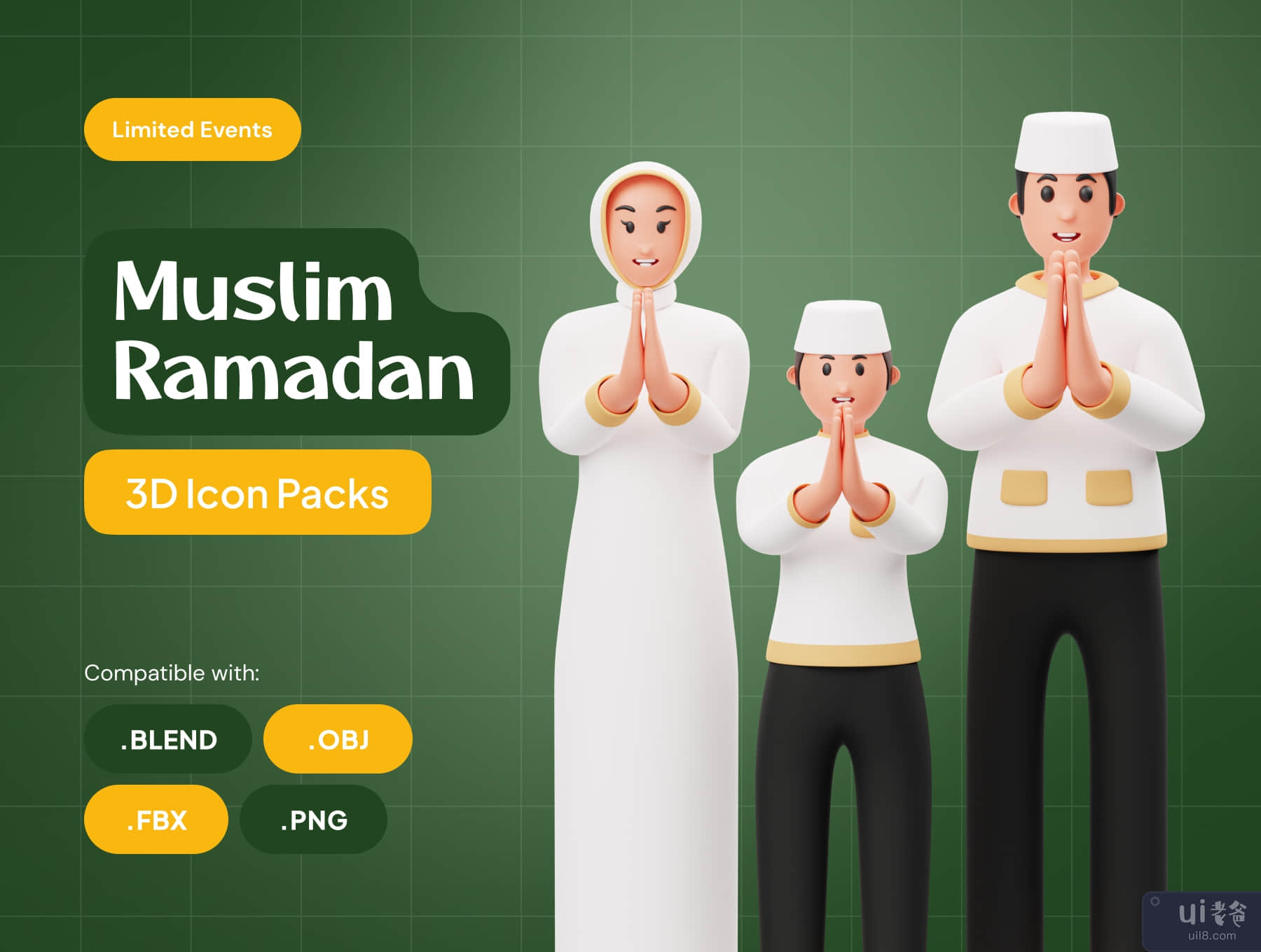 穆斯林斋月 3D 角色 (Muslim Ramadan 3D Character)插图5