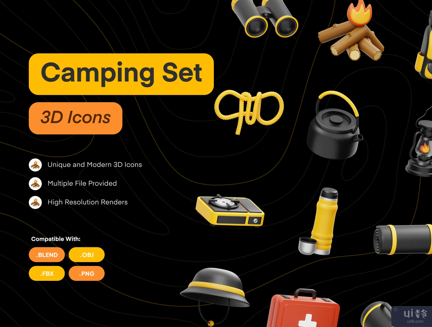 露营 3D 图标 (Camping 3D Icon)插图5