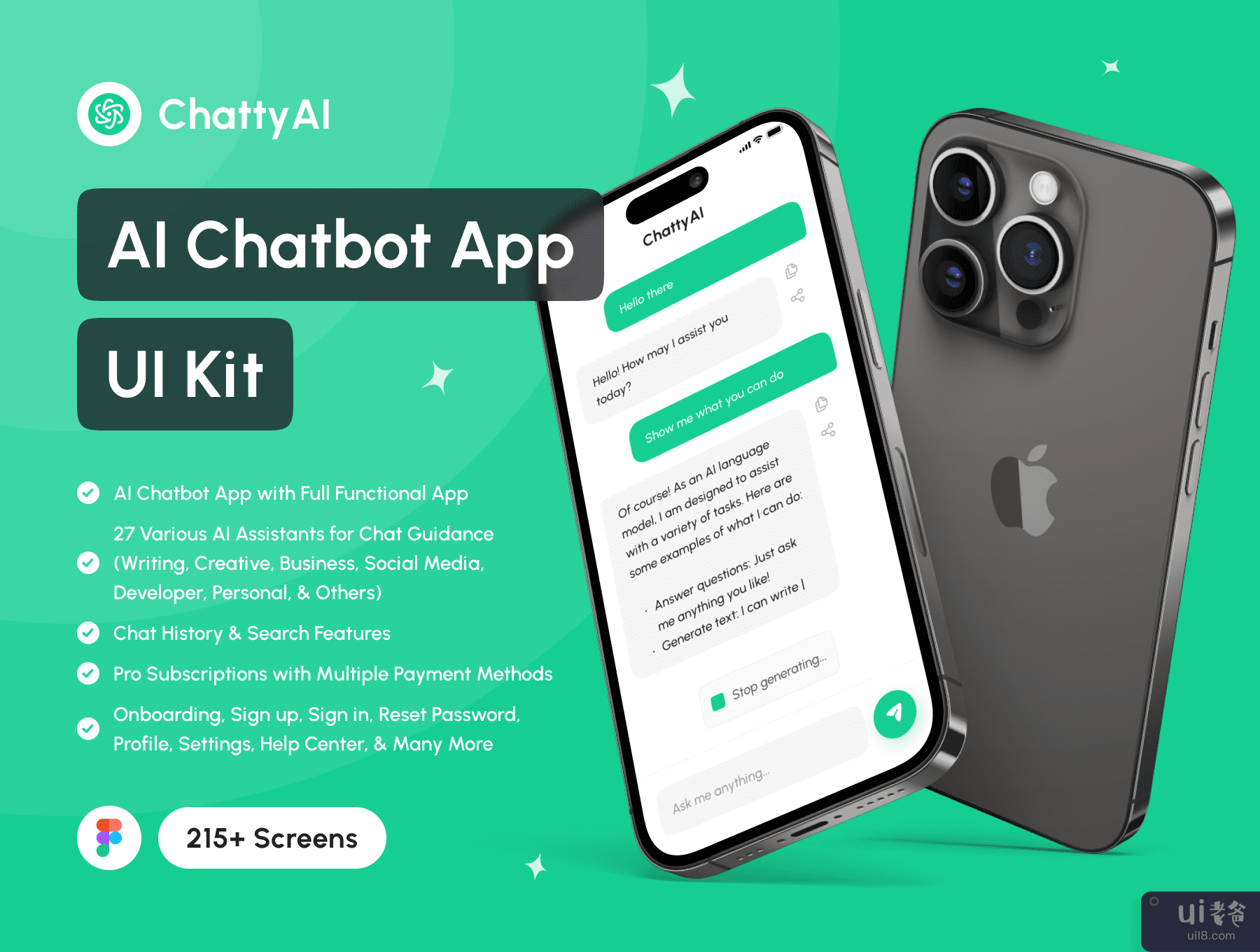 ChattyAI - 人工智能聊天机器人应用程序 UI 工具包 (ChattyAI - AI Chatbot App UI Kit)插图7