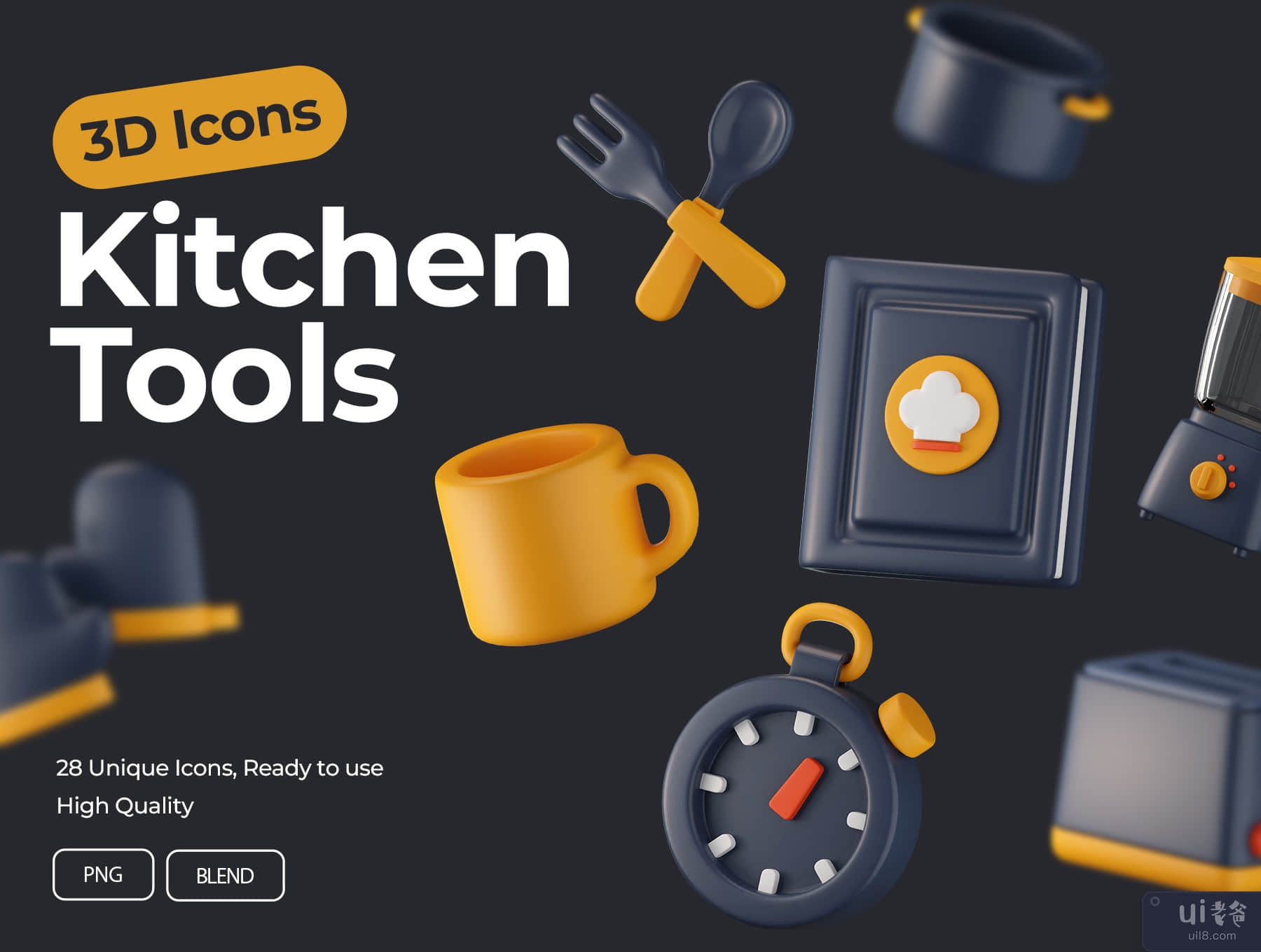 厨房工具 3D 图标 (Kitchen Tools 3D Icons)插图7