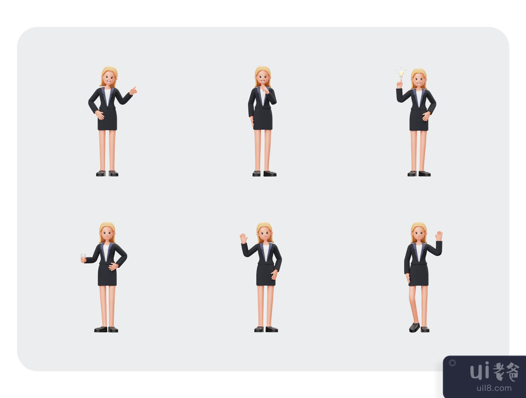 商务女性3D字符 (Business Woman 3D Character)插图4