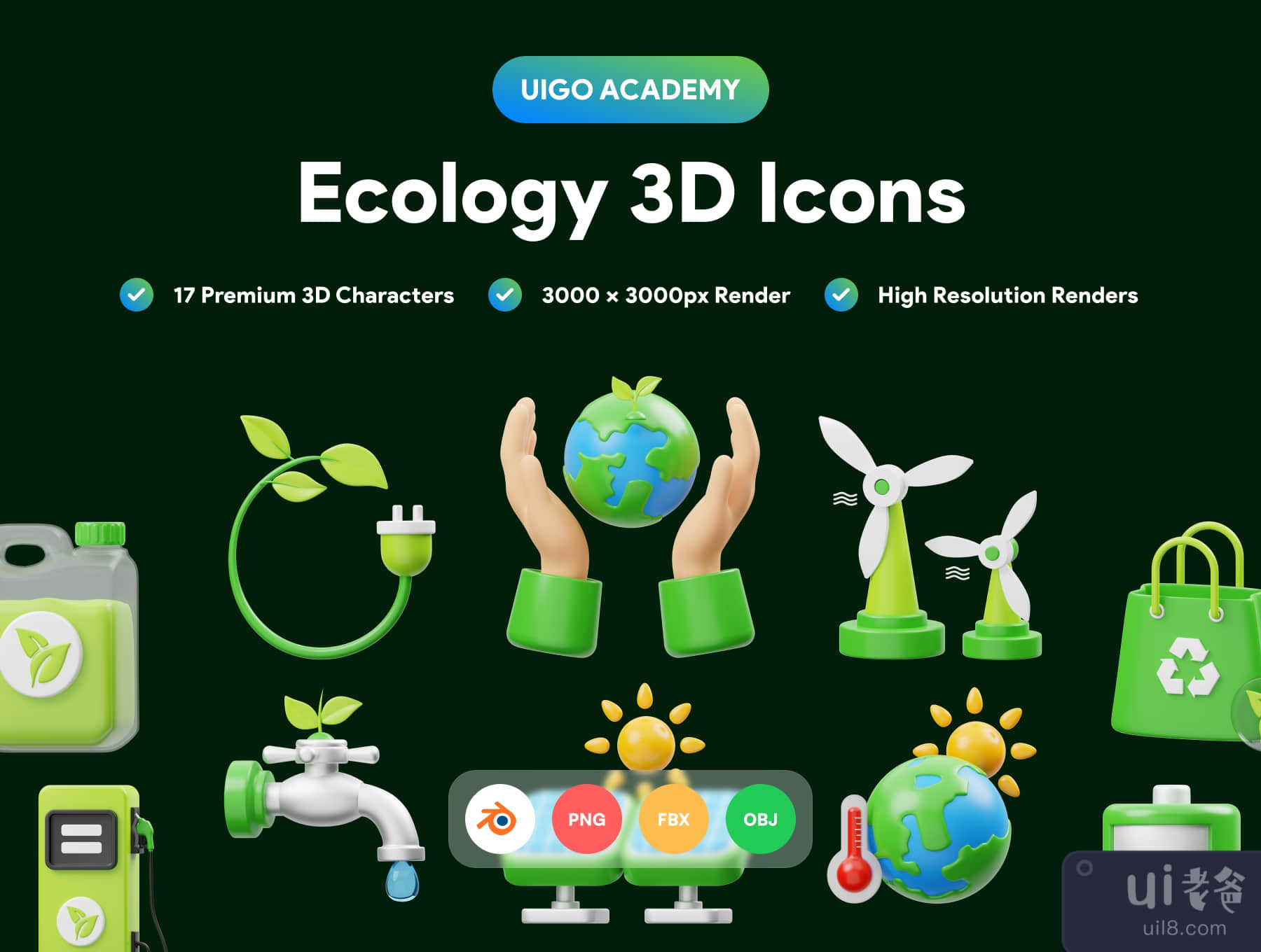生态学三维图标 (Ecology 3D Icon)插图