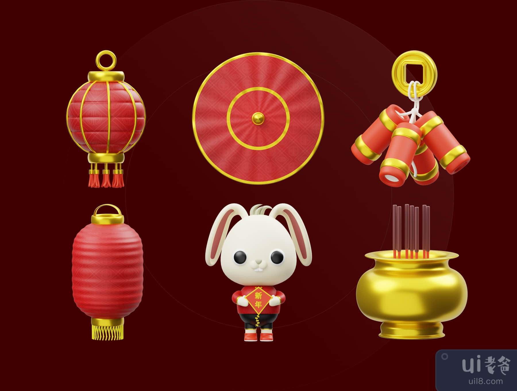 中国新年的3D插图 (Chinese New Year 3D Illustration)插图4