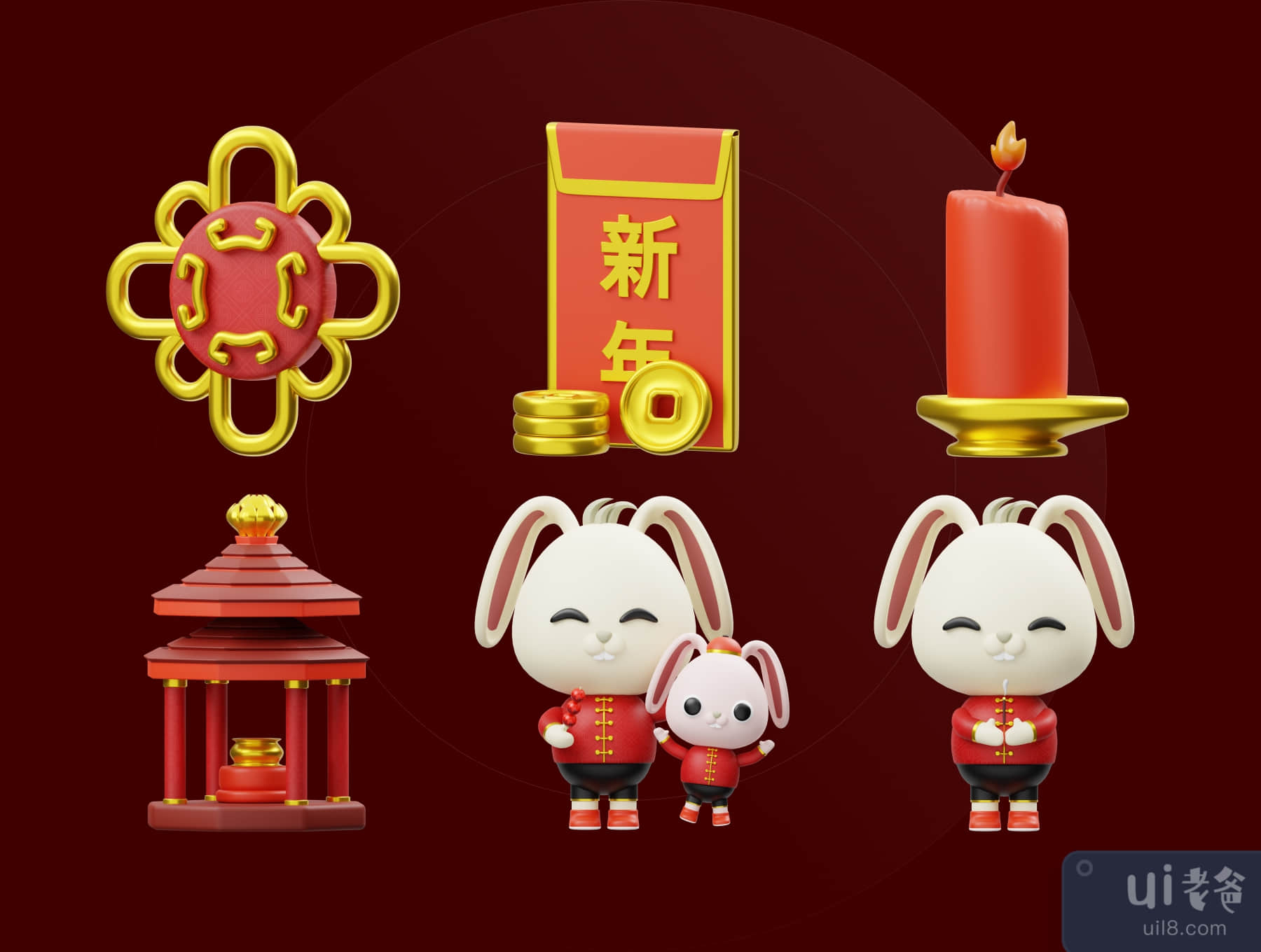 中国新年的3D插图 (Chinese New Year 3D Illustration)插图5
