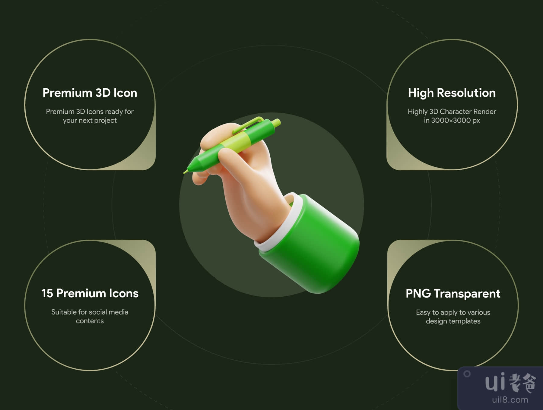 手势3D图标包 (Hand Gesture 3D Icon Pack)插图1