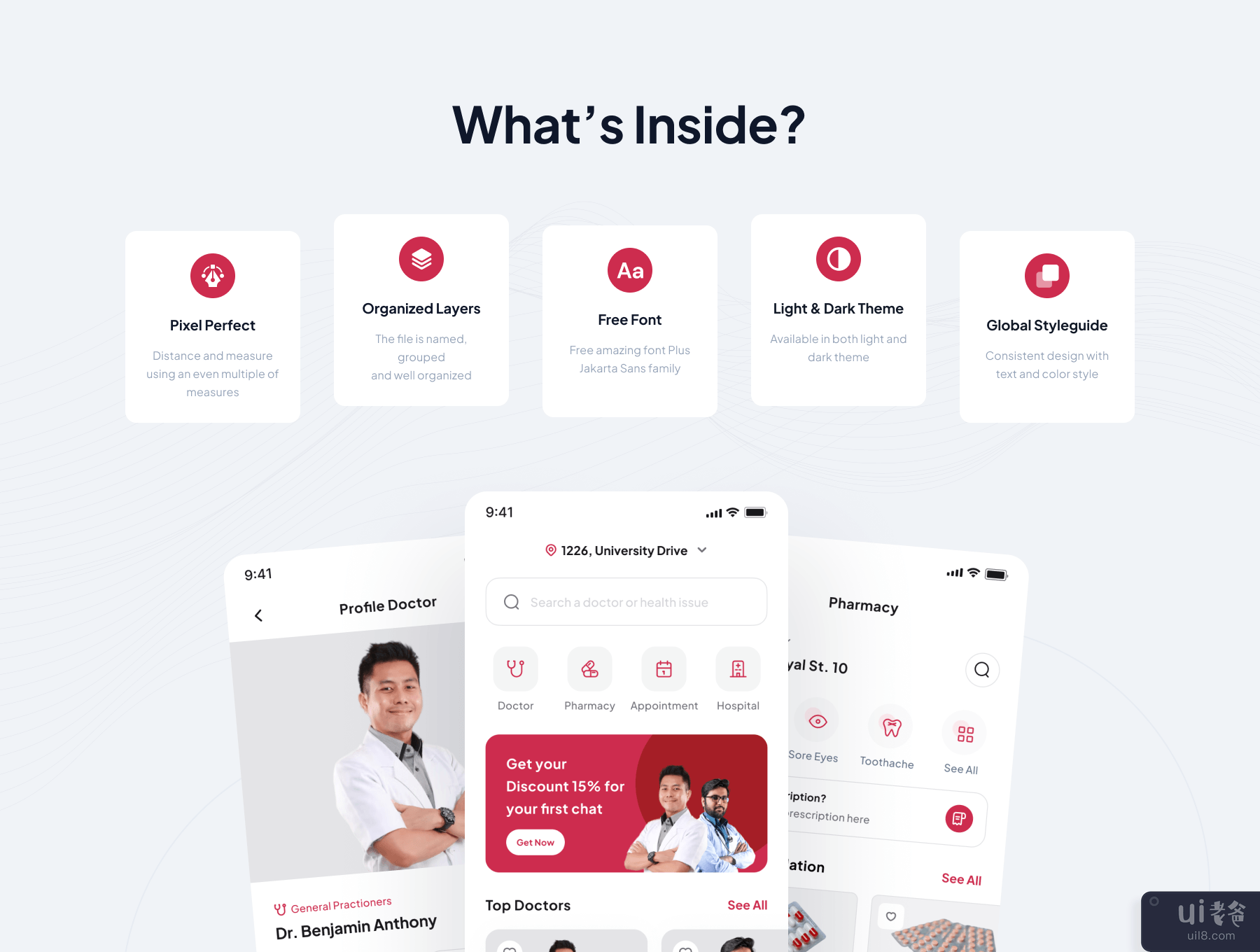 Mediline - 医疗保健应用程序 UI 工具包 (Mediline - Medical & Healthcare App UI Kit)插图4