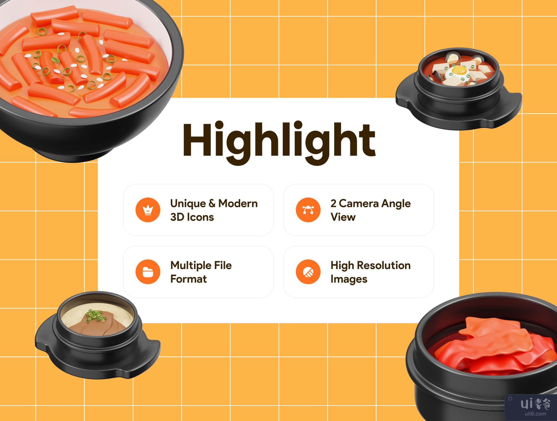 韩国食品 3D 图标 (Korean Food 3D Icon)插图4