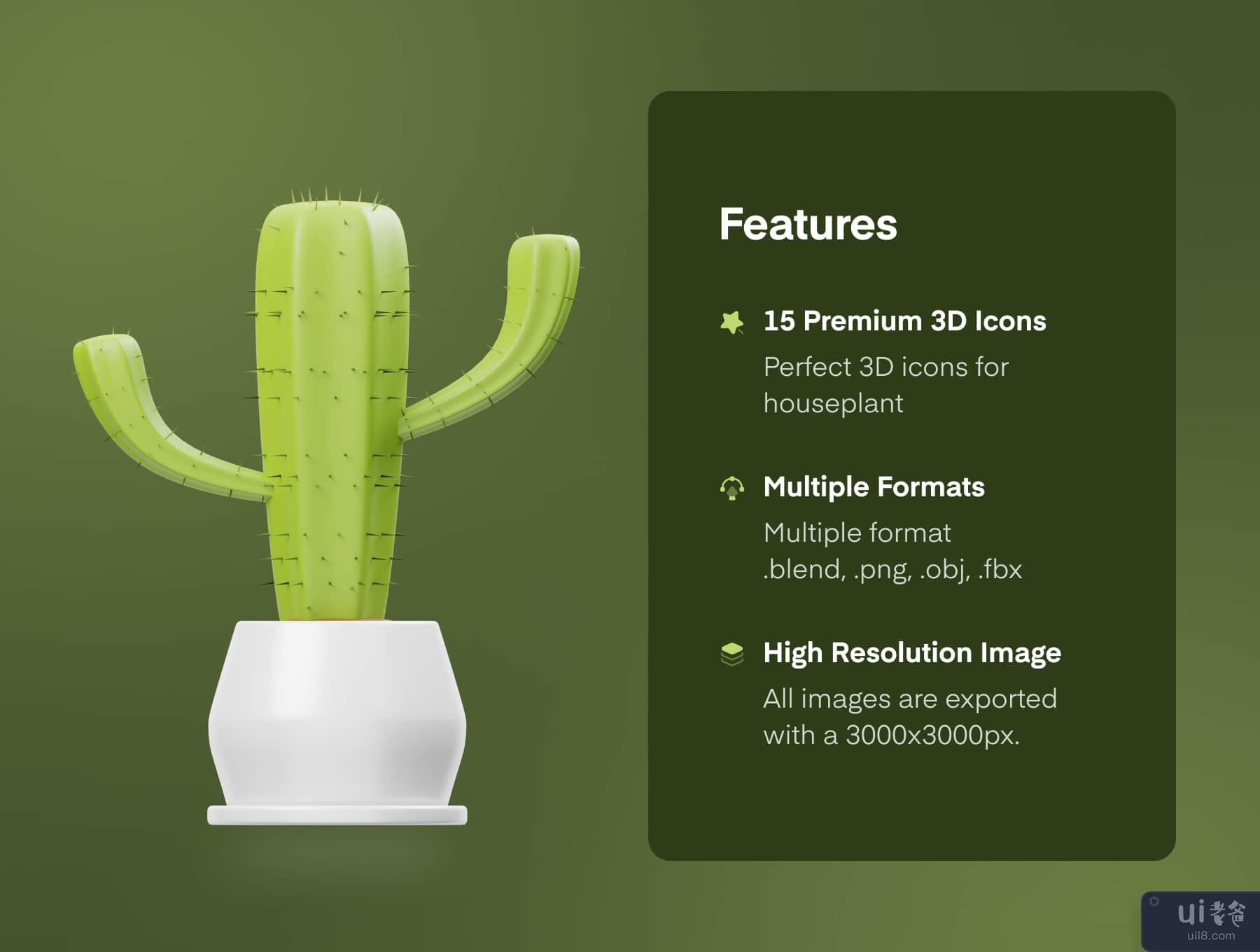 温室植物 3D 图标 (Houseplant 3D Icon)插图4
