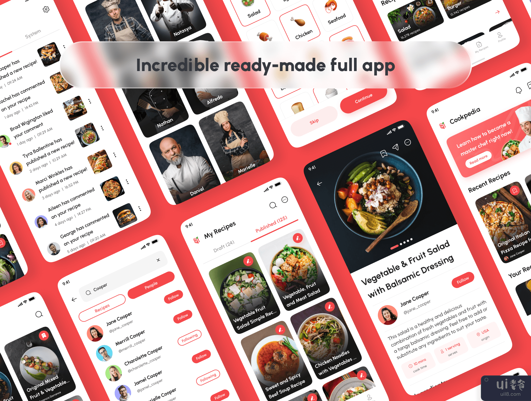 Cookpedia - 食物食谱应用程序 UI 工具包 (Cookpedia - Food Recipe App UI Kit)插图5