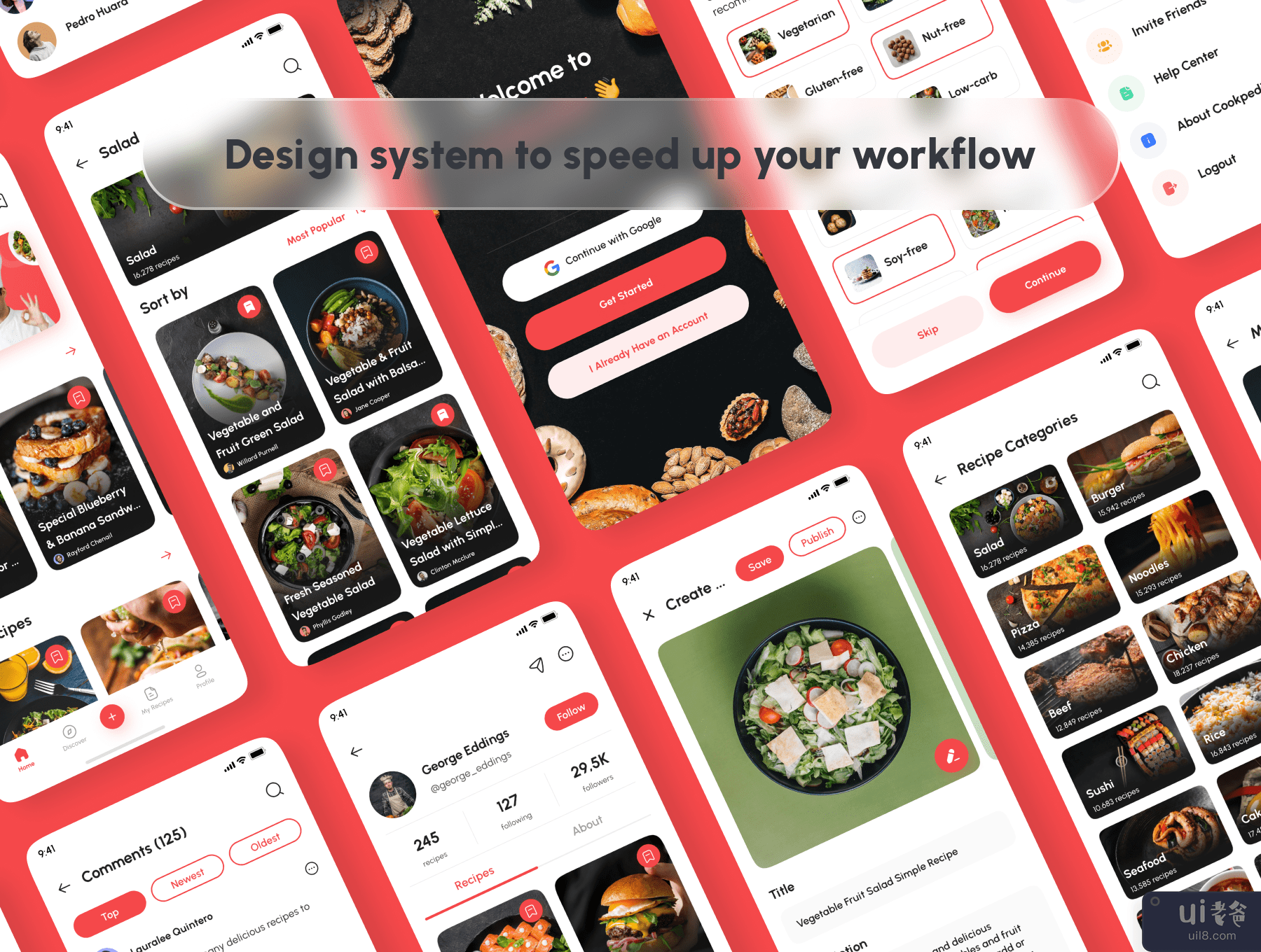 Cookpedia - 食物食谱应用程序 UI 工具包 (Cookpedia - Food Recipe App UI Kit)插图4