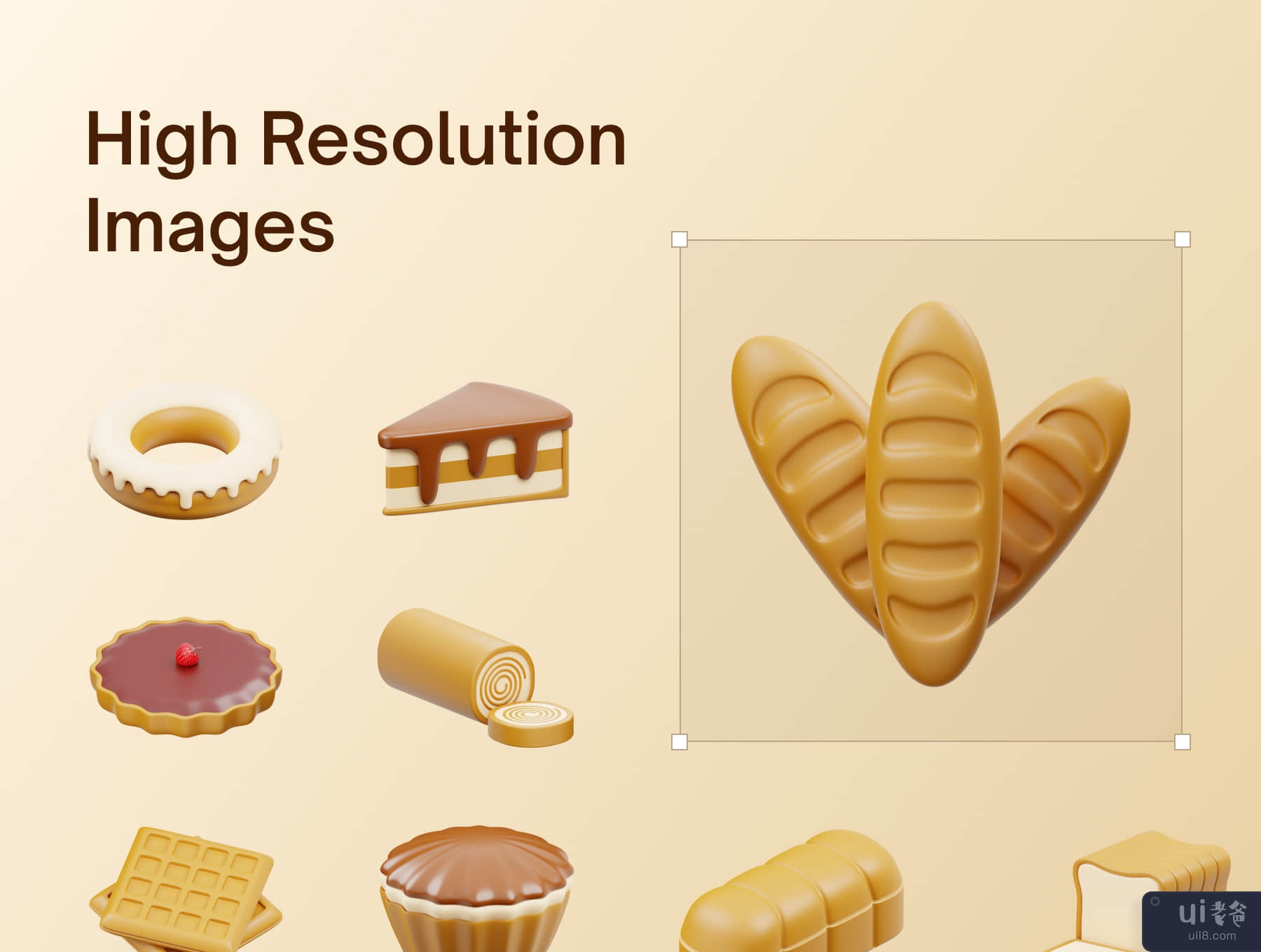面包店 3D 图标 (Bakery 3D Icon)插图1