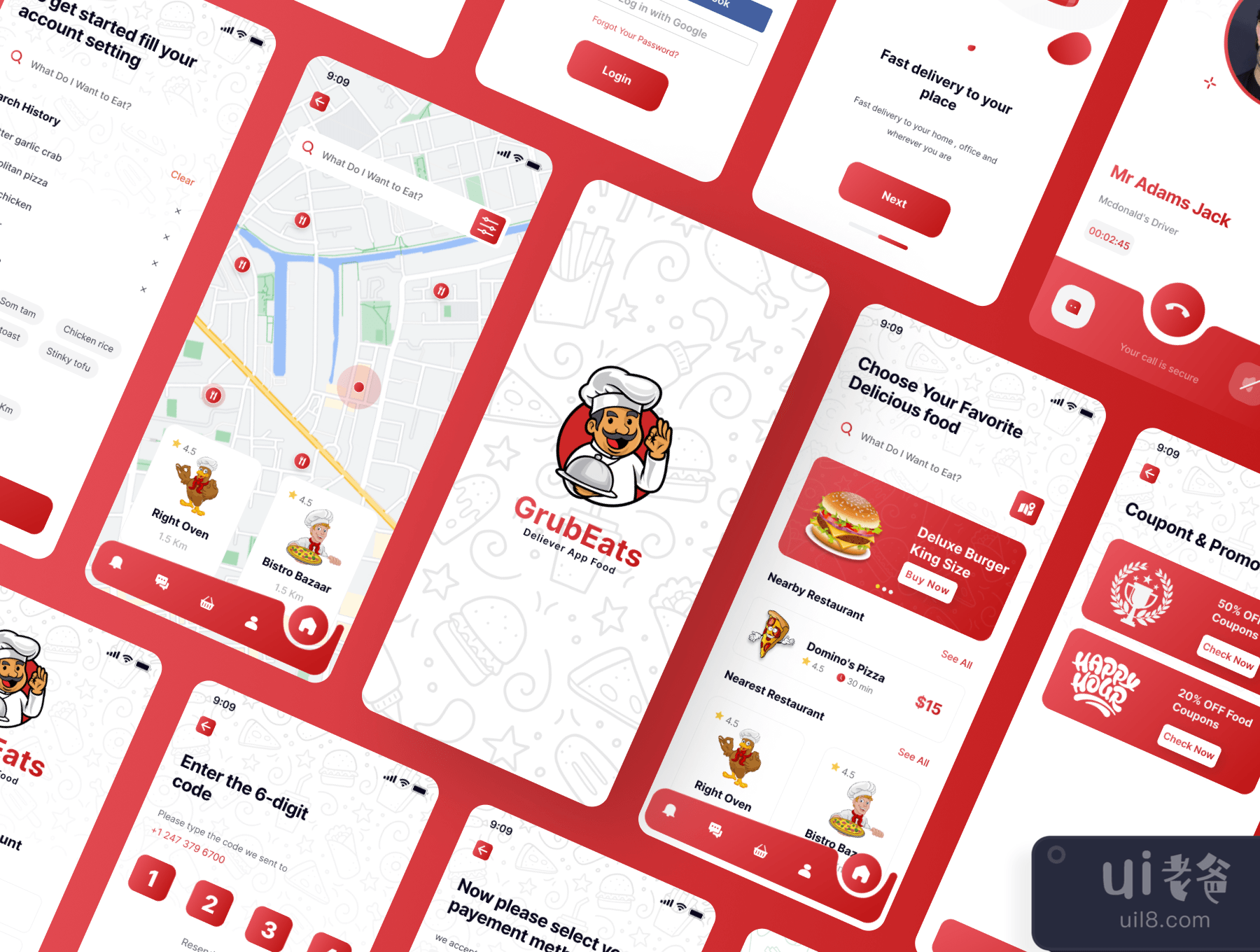 GrubEats送餐应用食品用户界面套件 (GrubEats Delivery App Food UI Kit)插图4