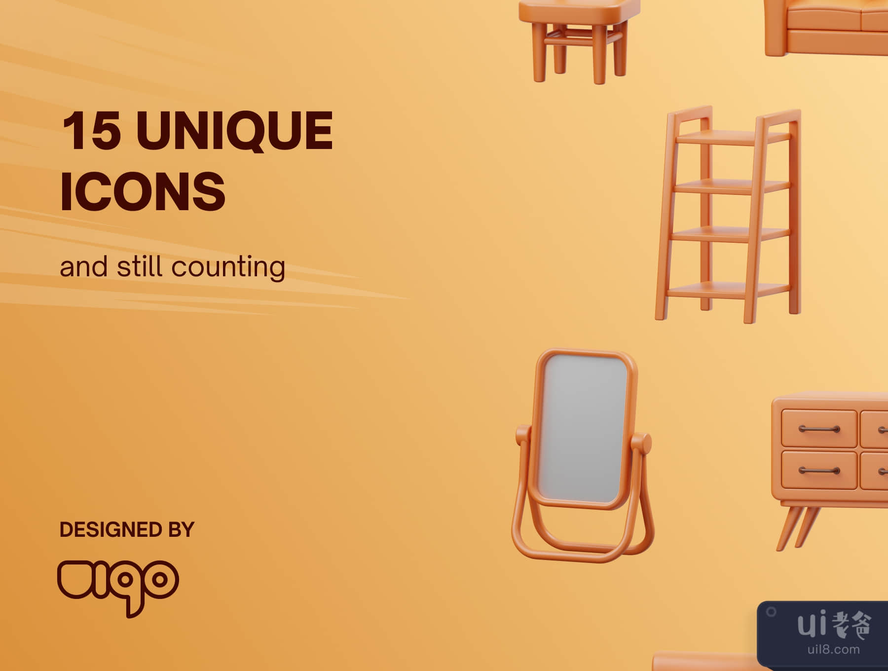 MYFURNITURE-3D家具图标 (MYFURNITURE- 3D Furniture Icons)插图2