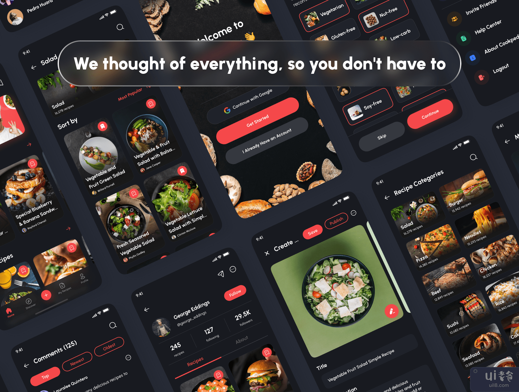 Cookpedia - 食物食谱应用程序 UI 工具包 (Cookpedia - Food Recipe App UI Kit)插图2