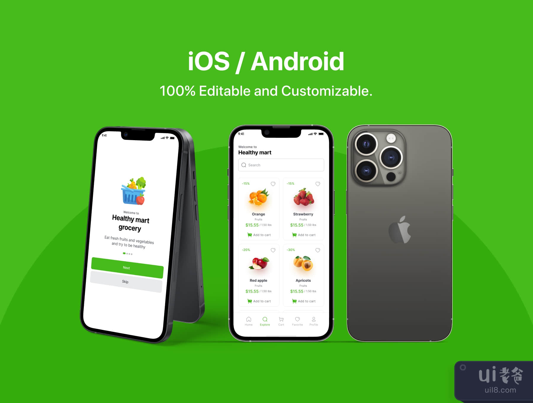 健康超市 - 杂货店应用程序iOS Ui套件 (Healthy Mart - Grocery App iOS Ui Kit)插图4