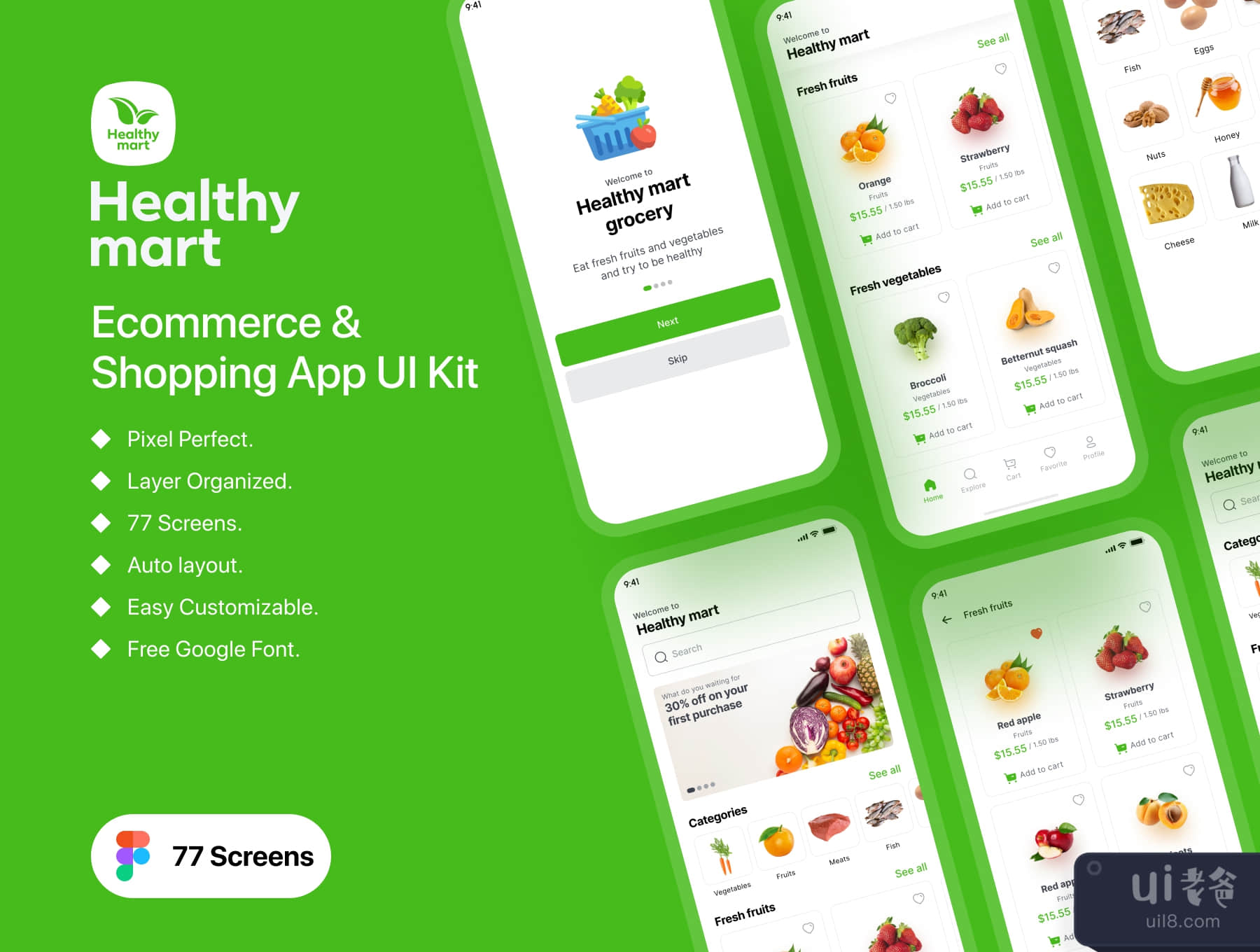 健康超市 - 杂货店应用程序iOS Ui套件 (Healthy Mart - Grocery App iOS Ui Kit)插图