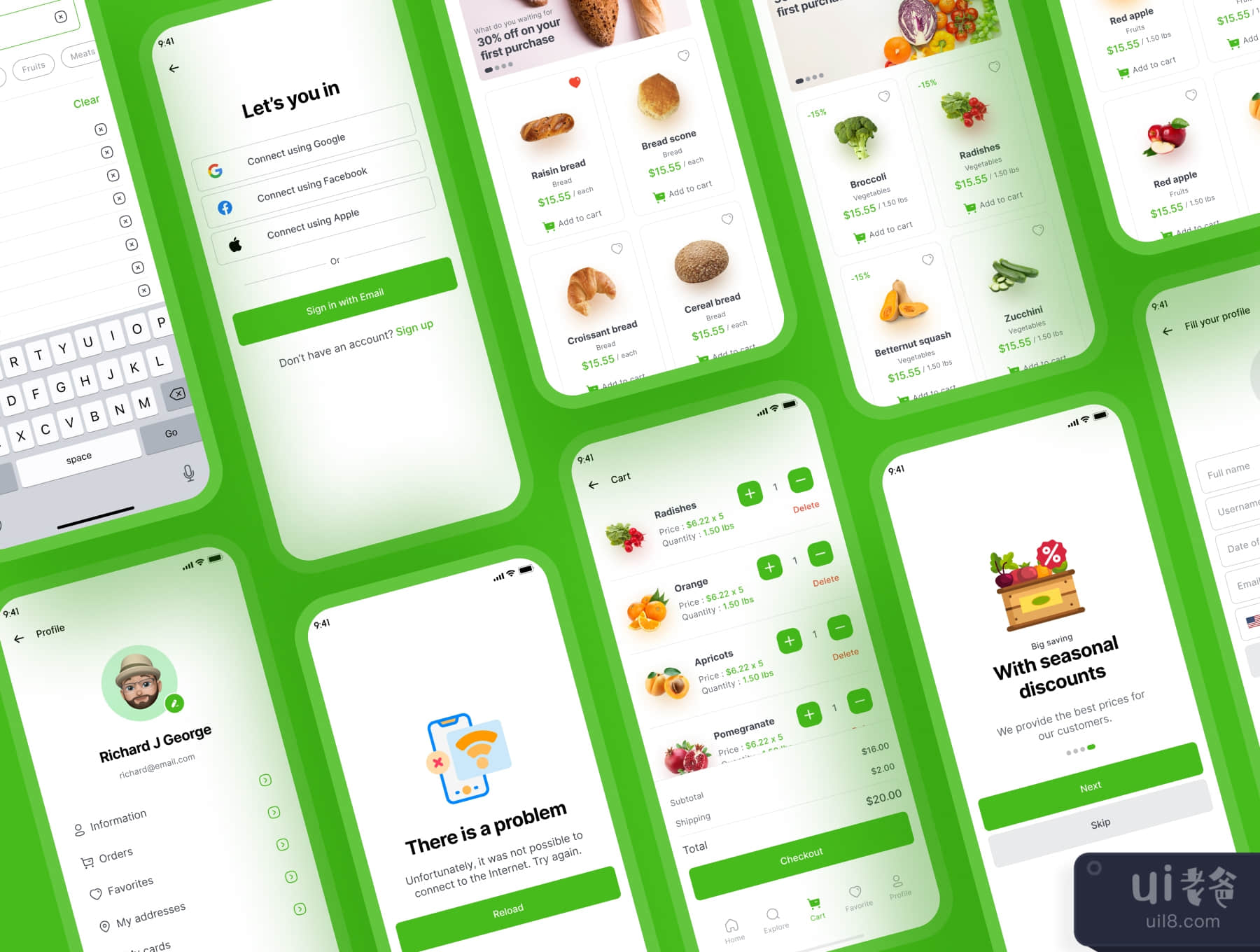 健康超市 - 杂货店应用程序iOS Ui套件 (Healthy Mart - Grocery App iOS Ui Kit)插图3