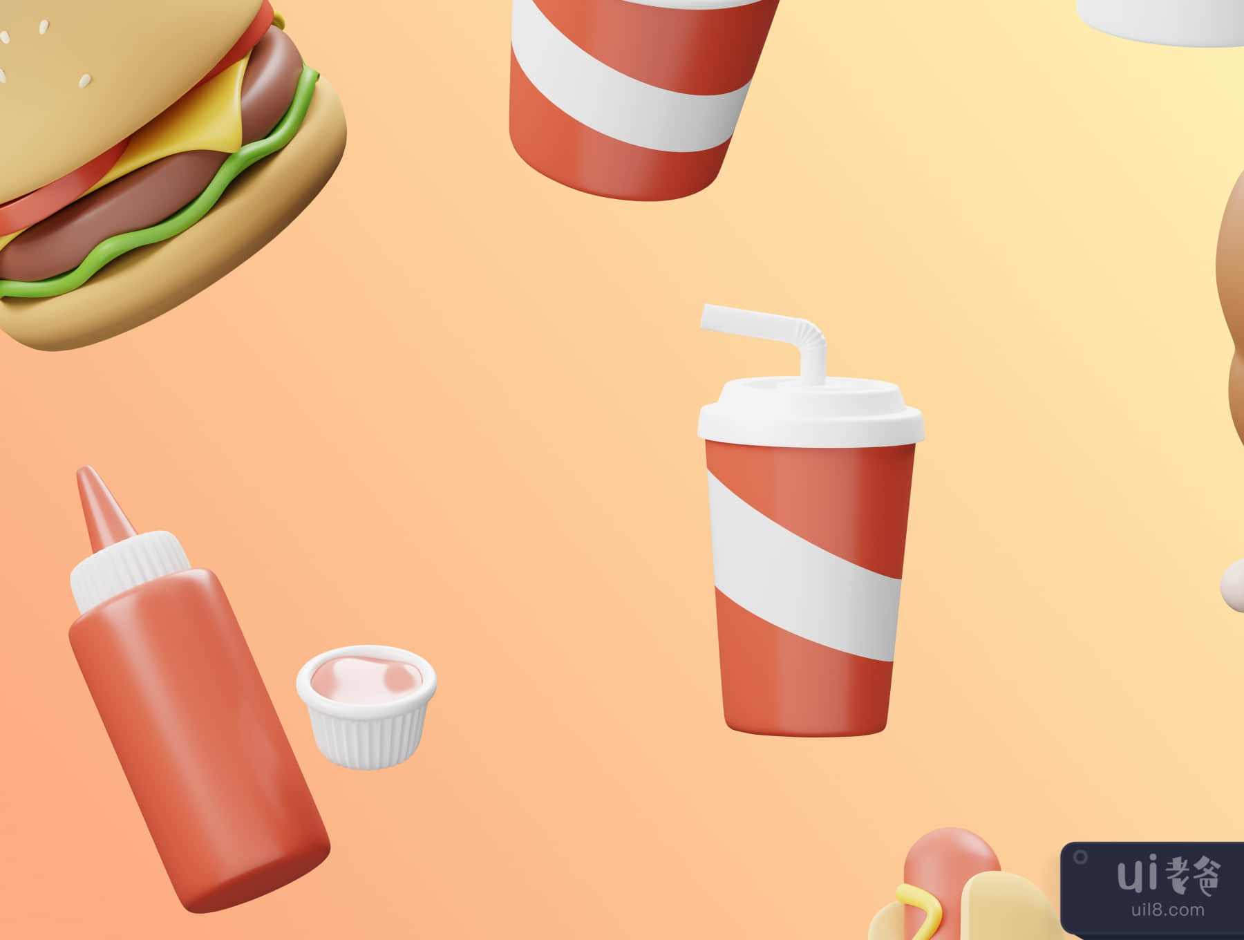 EMAMFOOD 3D快餐和饮料图标 (EMAMFOOD 3D Fast Food and Drink Icons)插图3