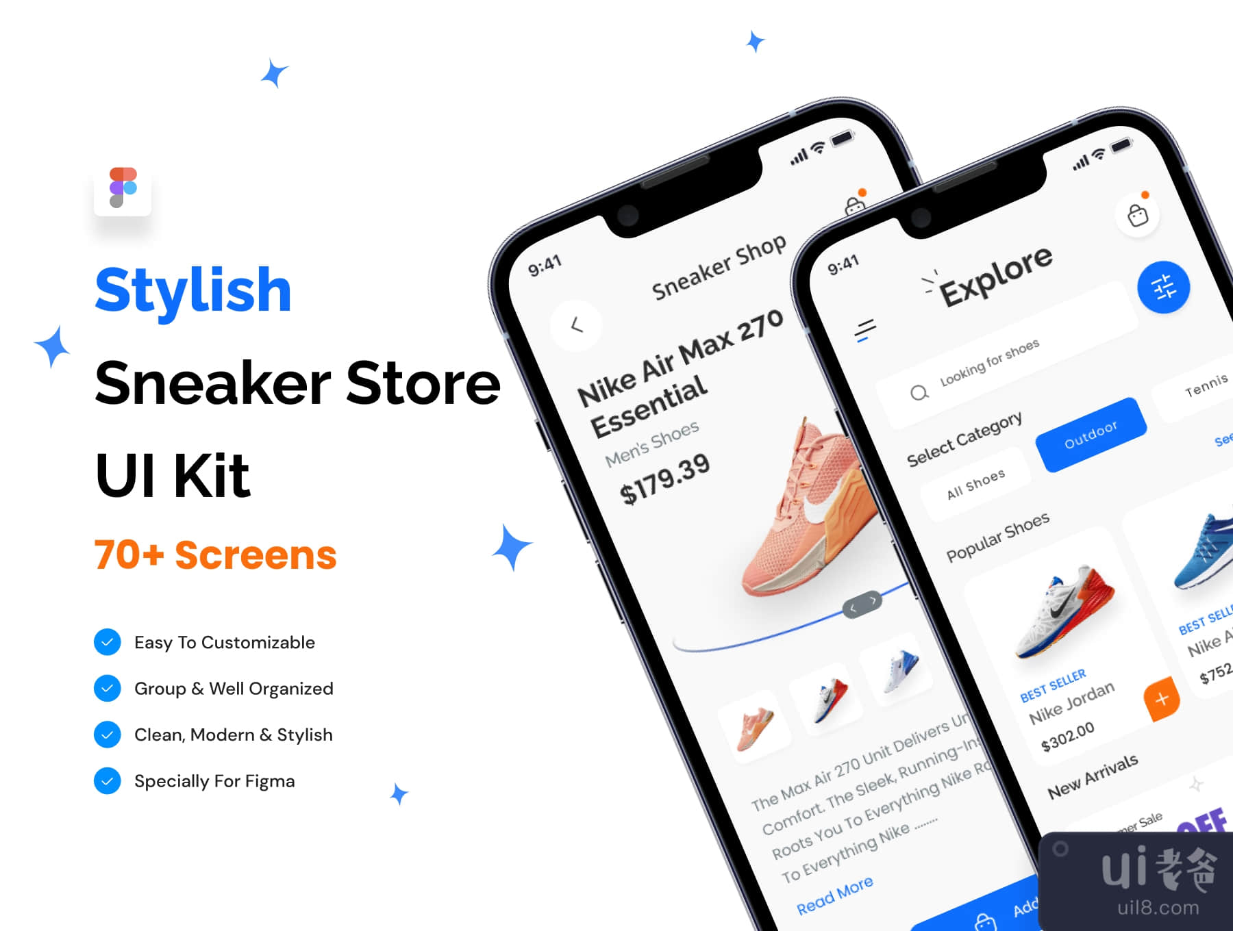 电子商务运动鞋商店应用程序UI套件 (E-Commerce Sneaker Store App UI Kit)插图