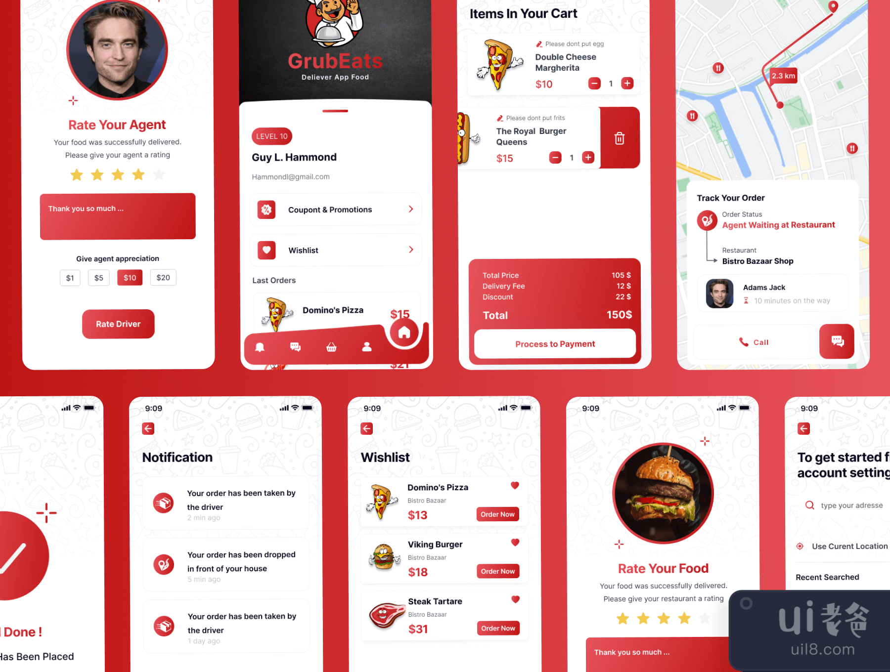 GrubEats送餐应用食品用户界面套件 (GrubEats Delivery App Food UI Kit)插图7