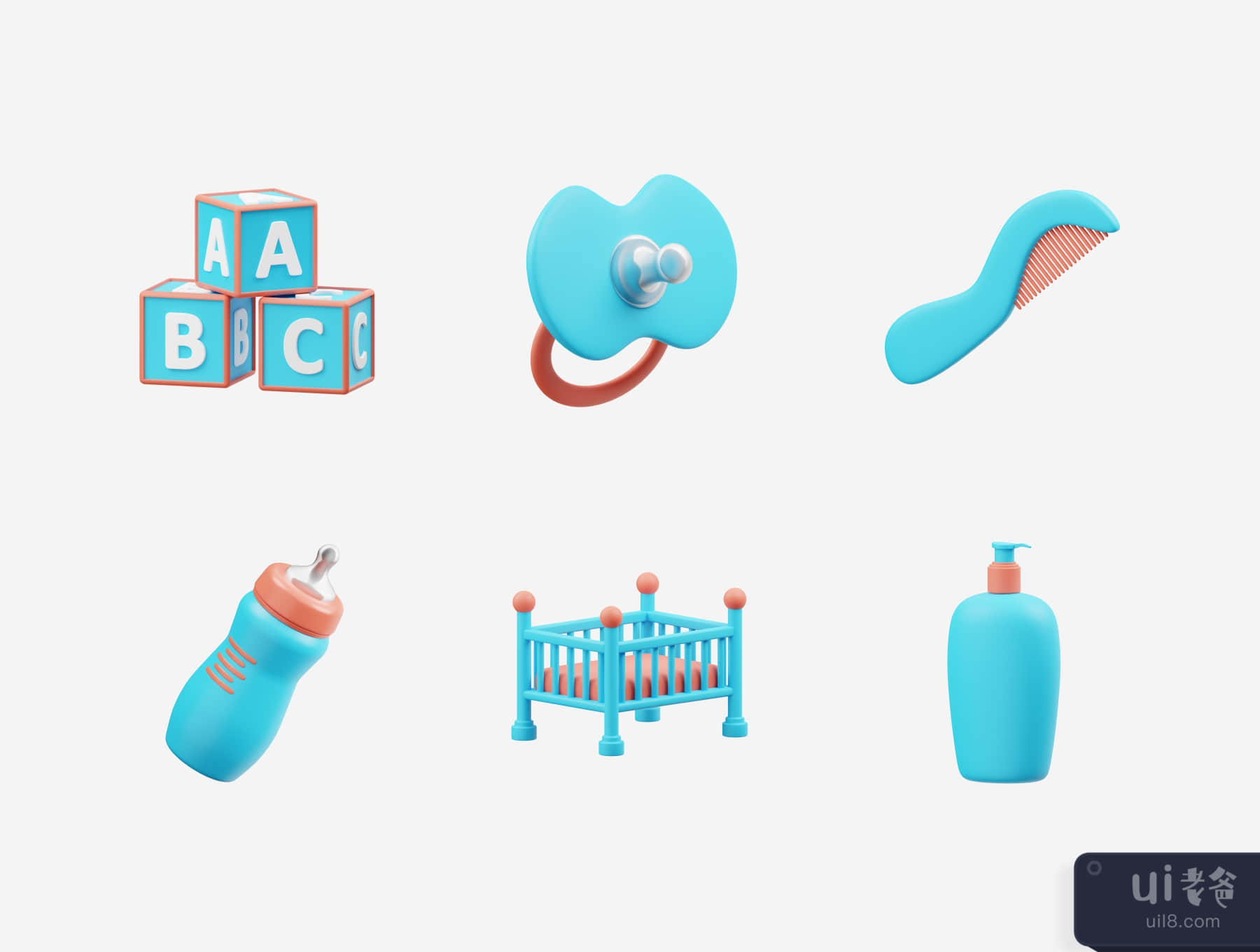 婴儿用品的3D图标 (Baby Stuff 3D Icon)插图3