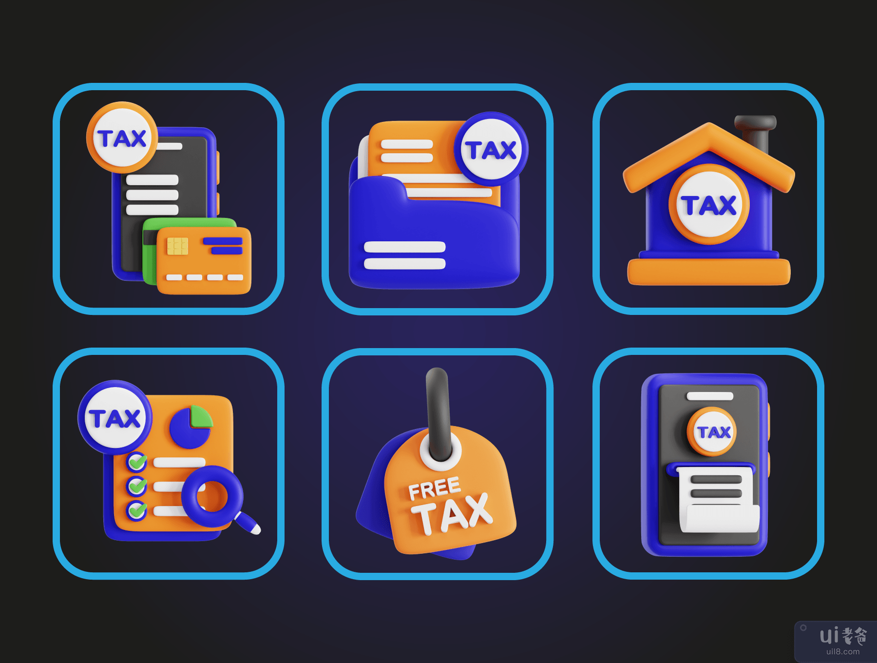 税务 3D 图标集 (Tax 3D Icon Set)插图1