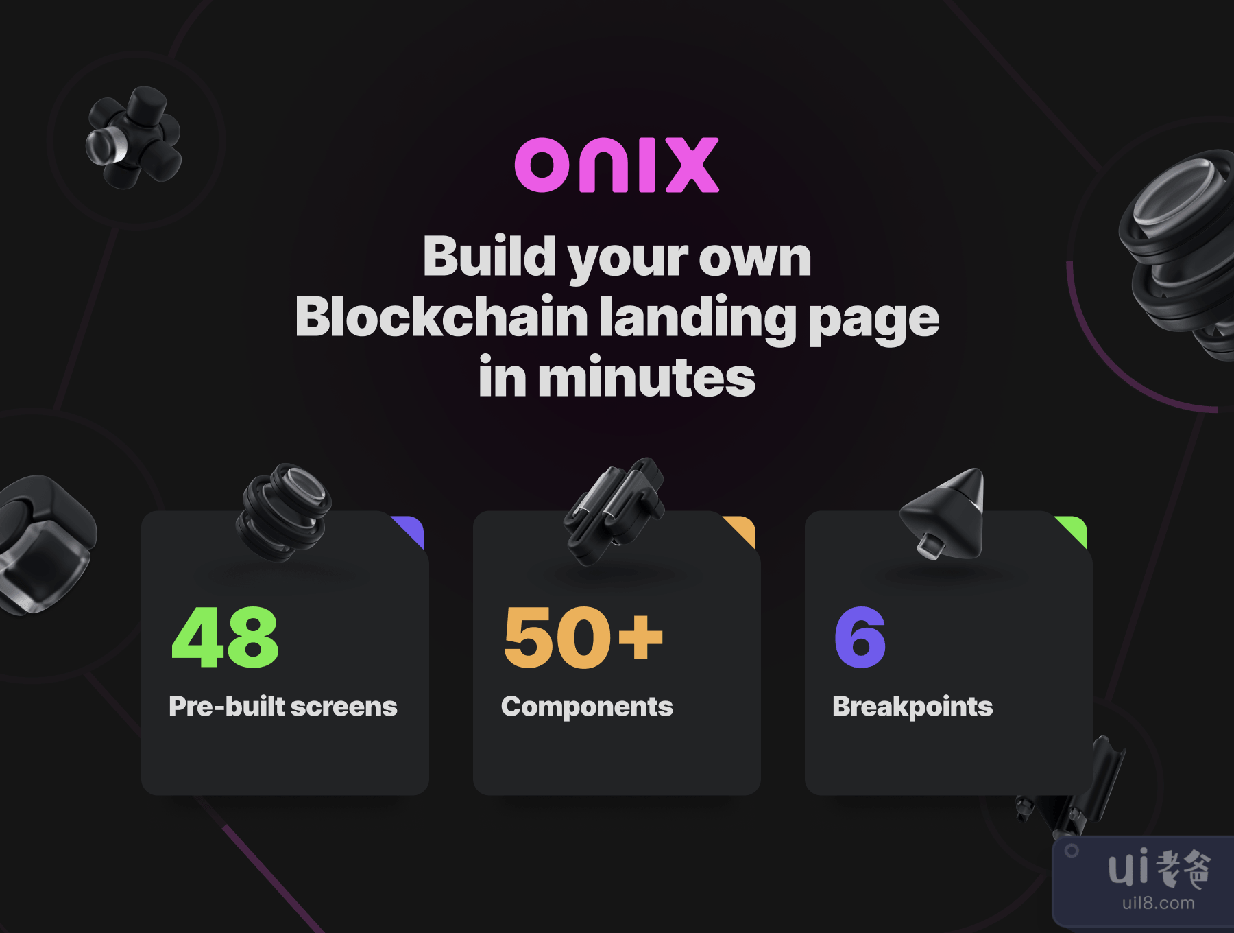 Onix区块链登陆页UI设计套件 (Onix Blockchain Landing Page UI Design Kit)插图2