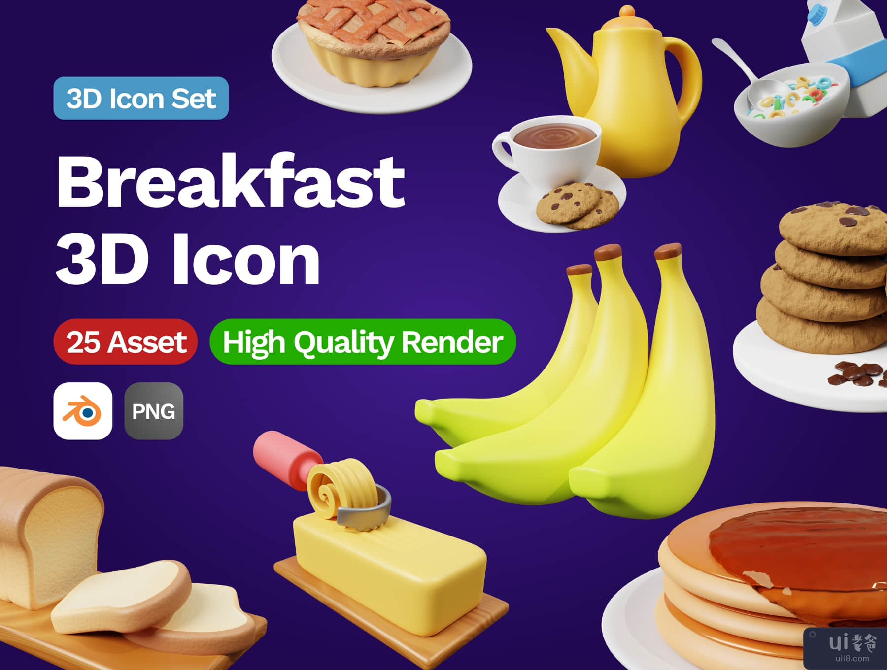 3D 早餐图标 (3D Breakfast Icon)插图5