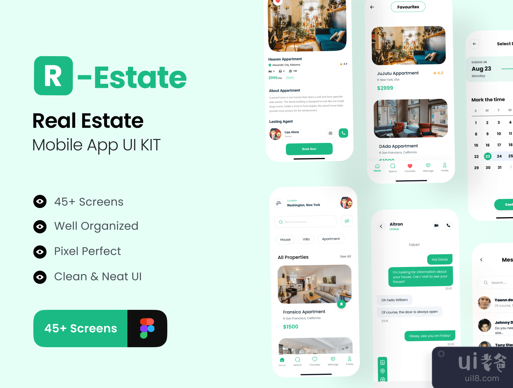 R-Estate - 房地产应用UI包 (R-Estate - Real Estate App UI Kit)插图