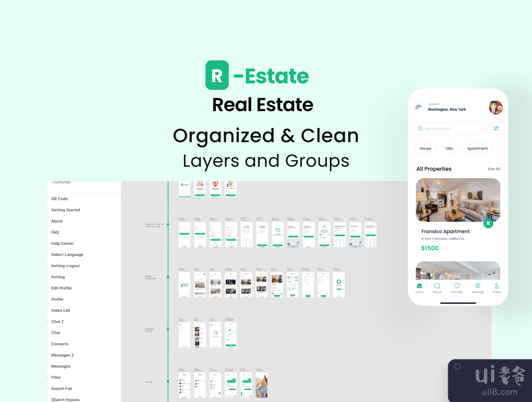 R-Estate - 房地产应用UI包 (R-Estate - Real Estate App UI Kit)插图3