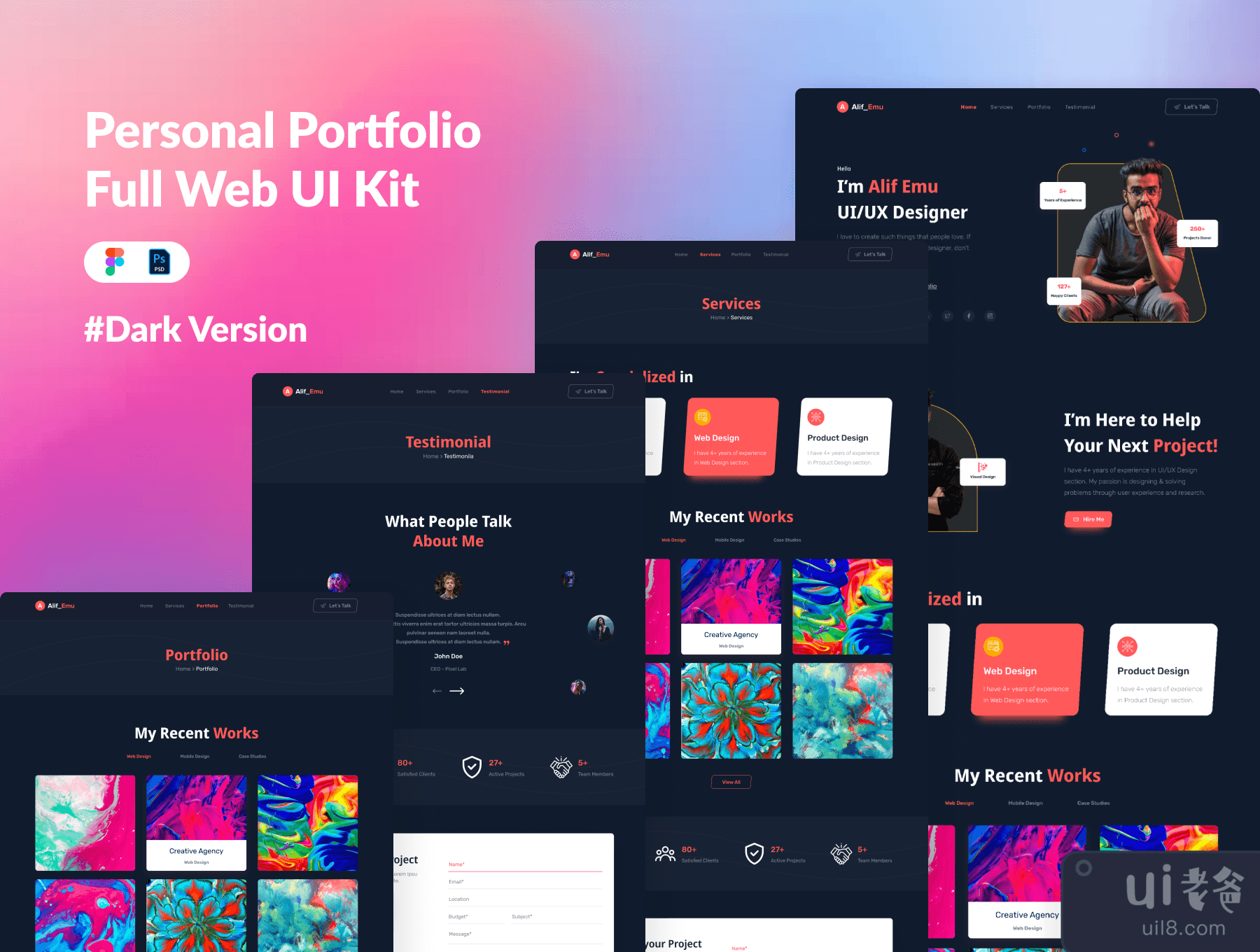 个人投资组合网络UI套件 (Personal Portfolio Web UI Kit)插图4
