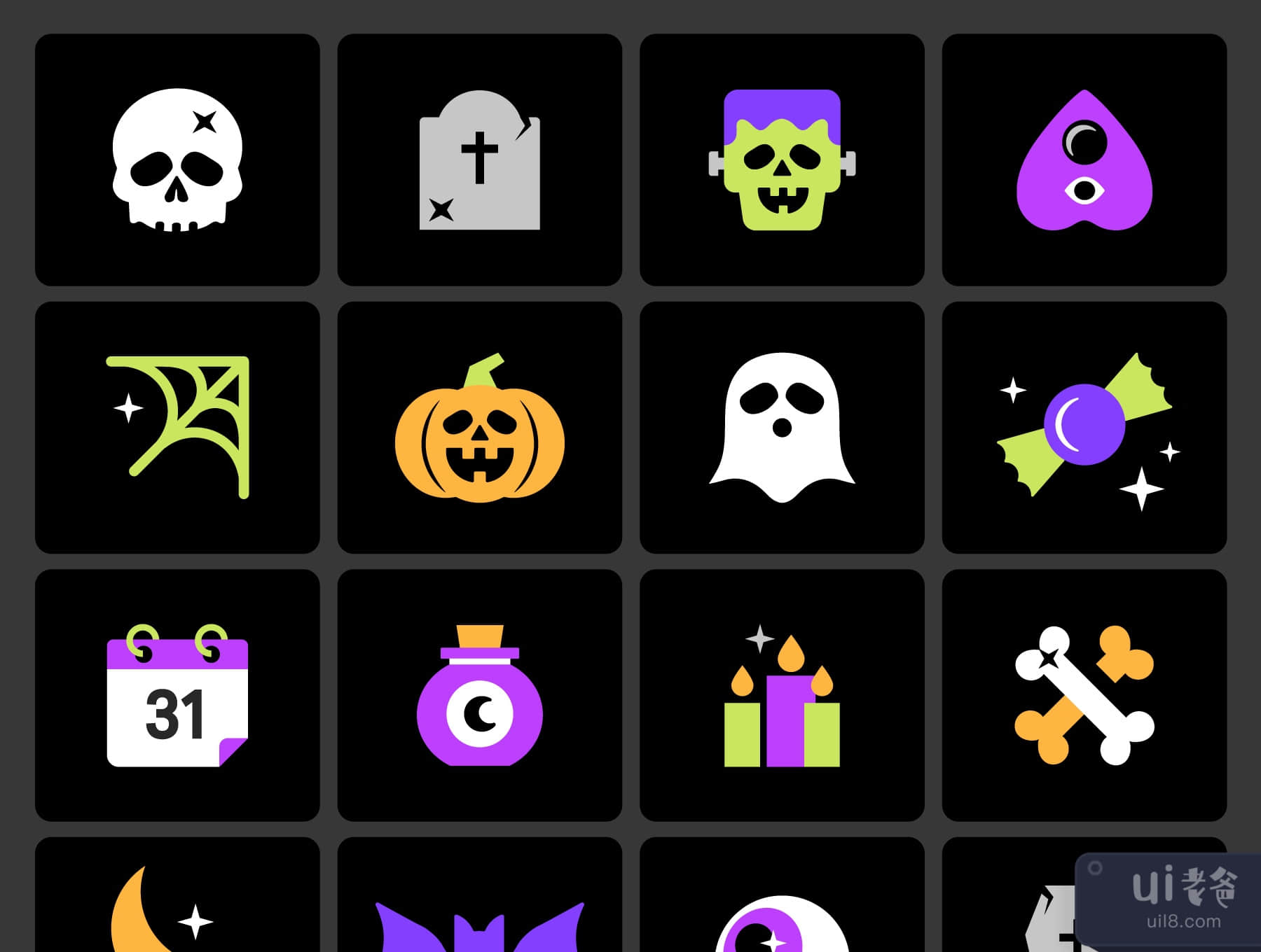 万圣节色彩图标包 (Halloween Color Icon Pack)插图3