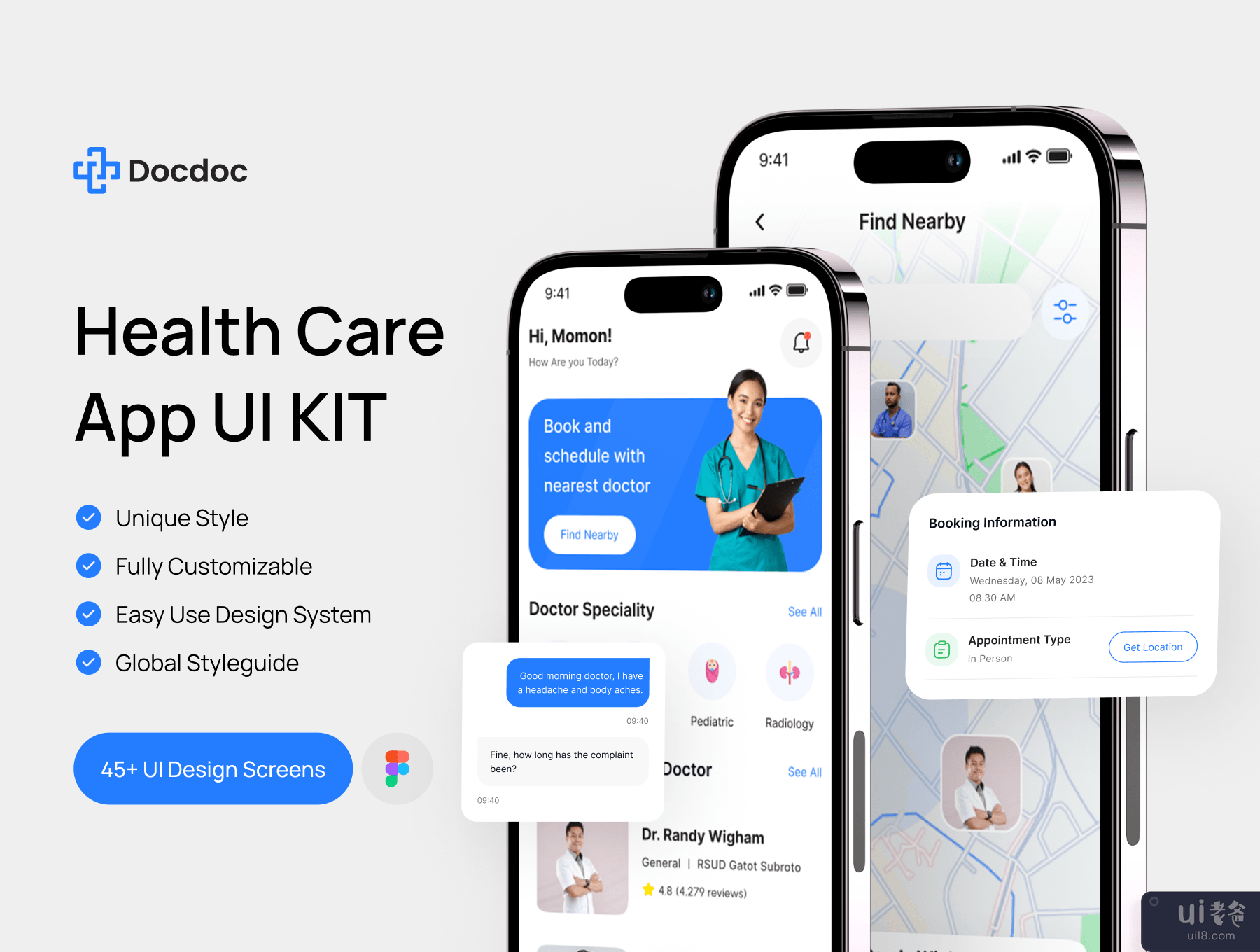 Docdoc - 医生和医疗保健 UI KIT (Docdoc - Doctor & Health Care UI KIT)插图9