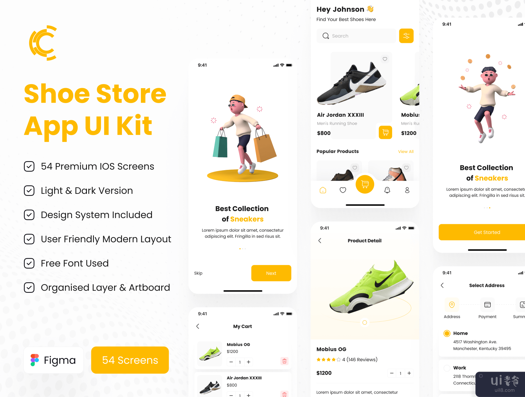 翻转鞋类应用程序 UI 工具包 (Flip Shoe App UI Kit)插图7