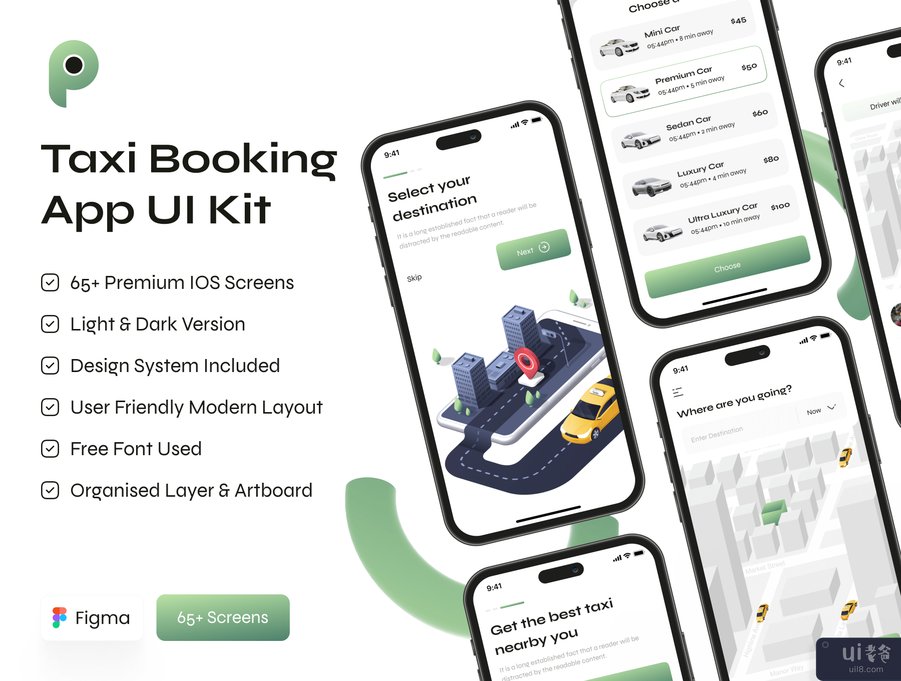 出租车预订应用程序 UI 工具包 (Taxi Booking App UI Kit)插图7