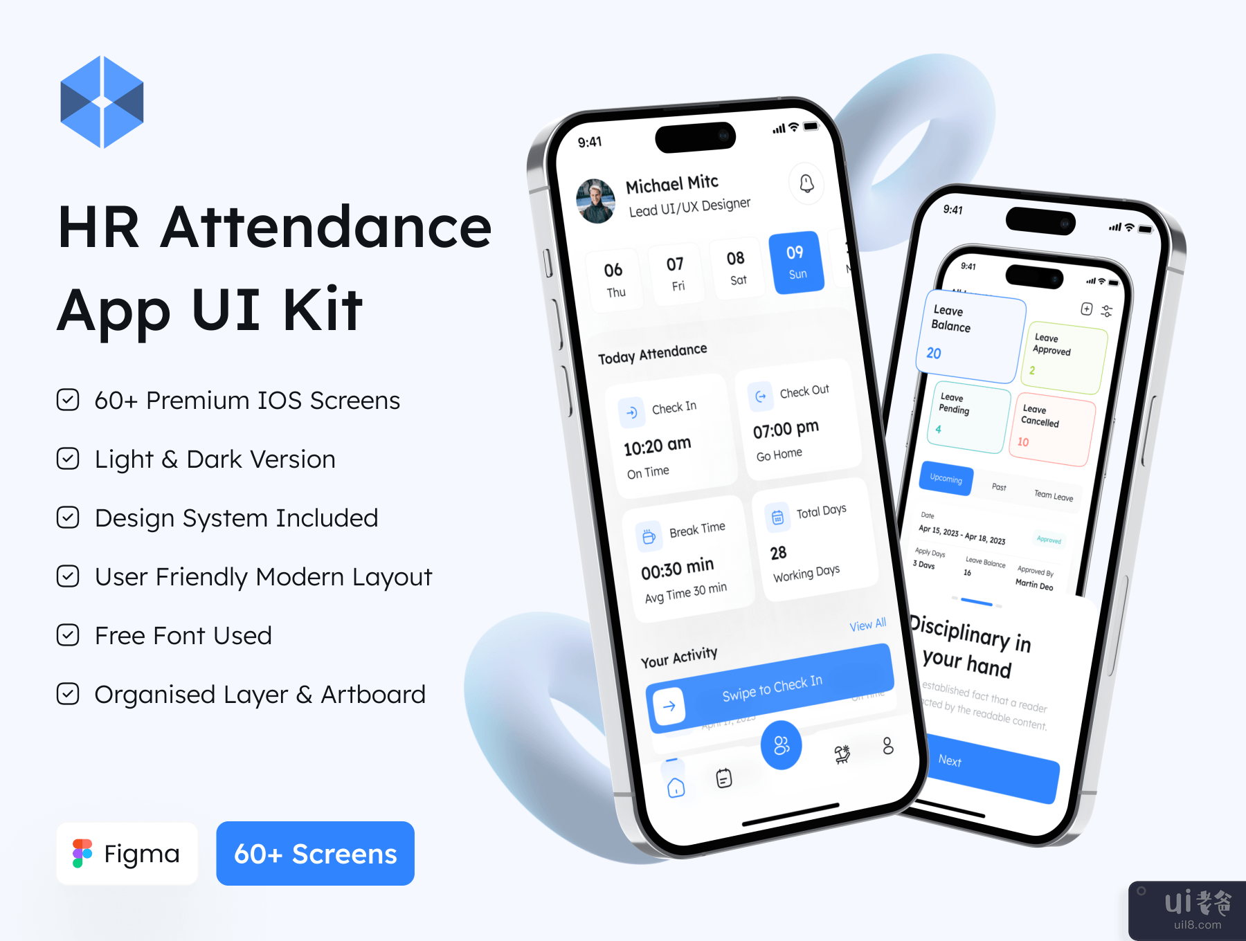 人力资源考勤应用程序 UI 工具包 (HR Attendance App UI Kit)插图7