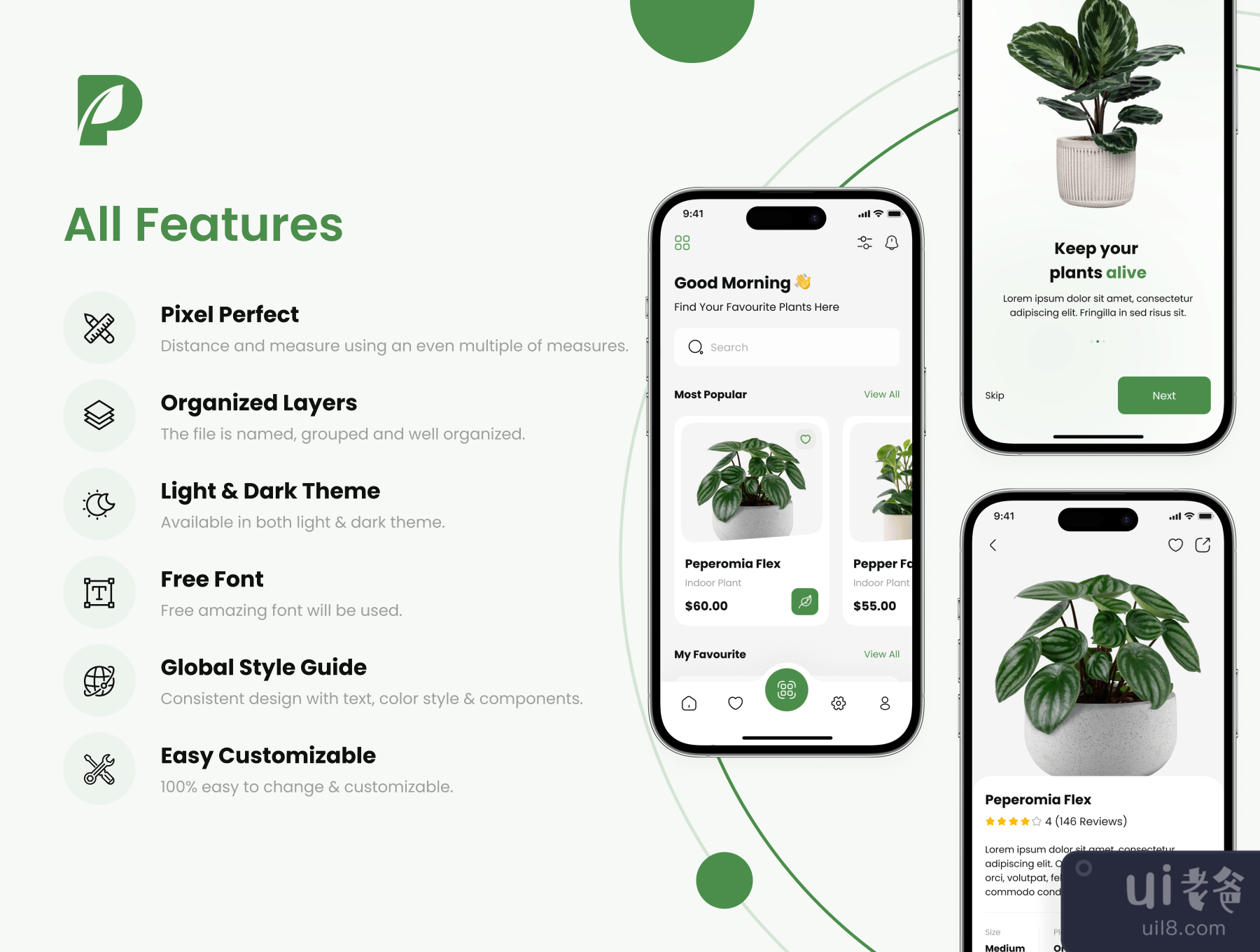 植物商店应用程序的UI套件 (Plant Shop App UI Kit)插图1