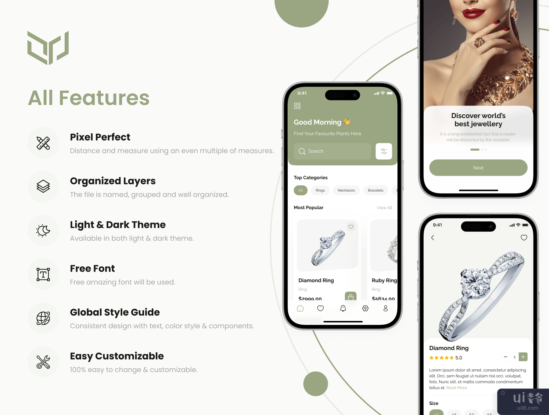 珠宝店应用程序 UI 工具包 (Jewellery Shop App UI Kit)插图6